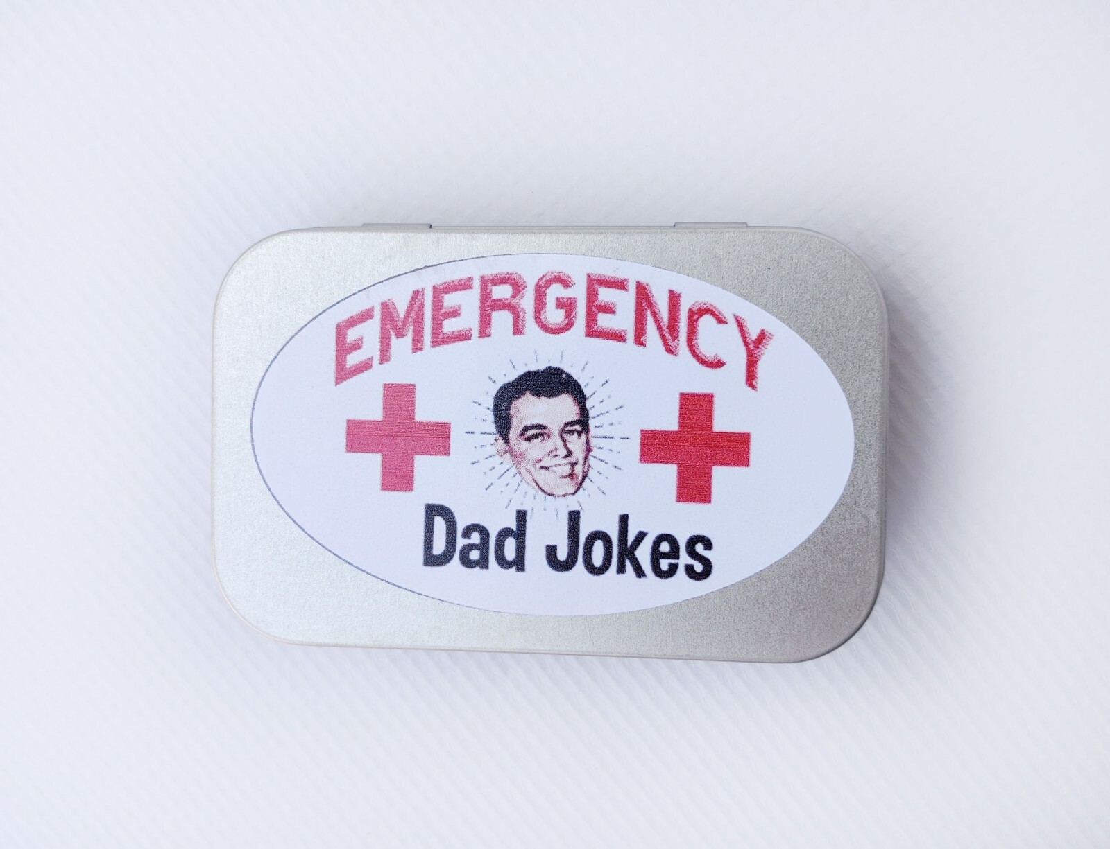 Dad Jokes Emergency, Gift for Him, Tin Container, Funny Gift Father New Daddy