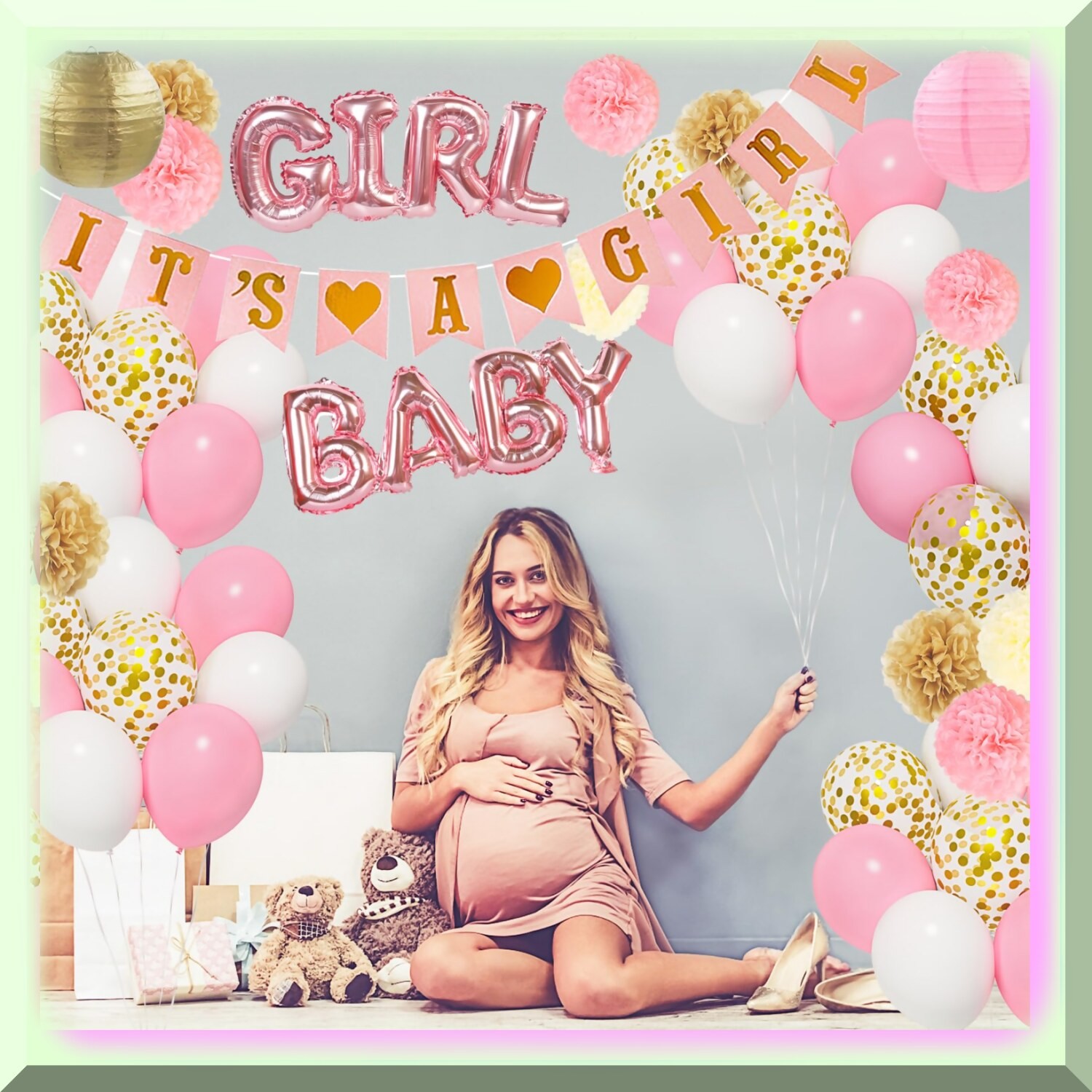 Pink Baby Girl Party Pack with Banner and Decorations