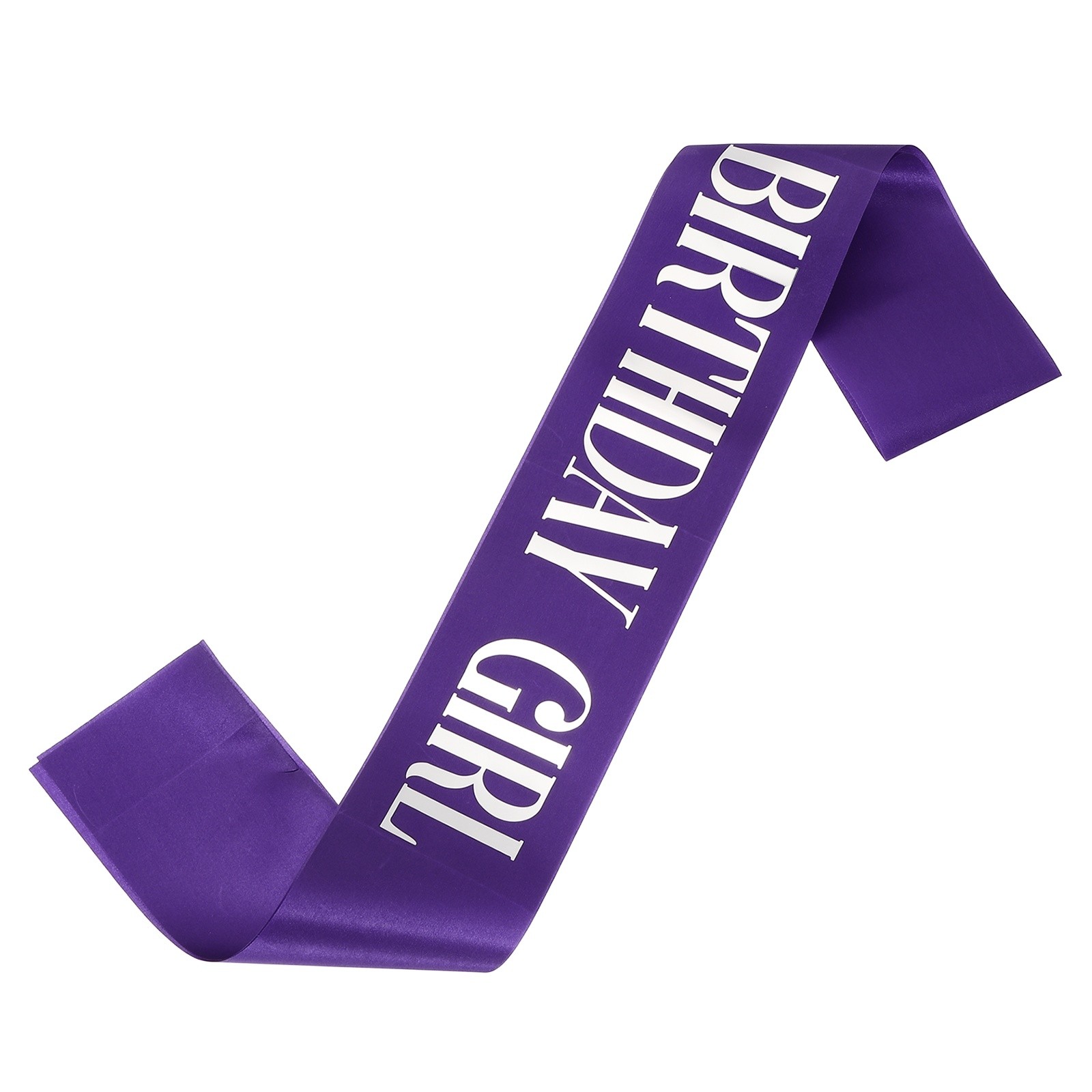 Purple Birthday Girls Sash with Pin Silver Lettering for Party