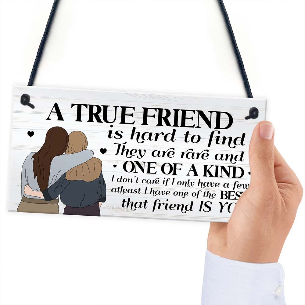 A True Friend Wooden Hanging Sign Best Friend Friendship Door Plaque