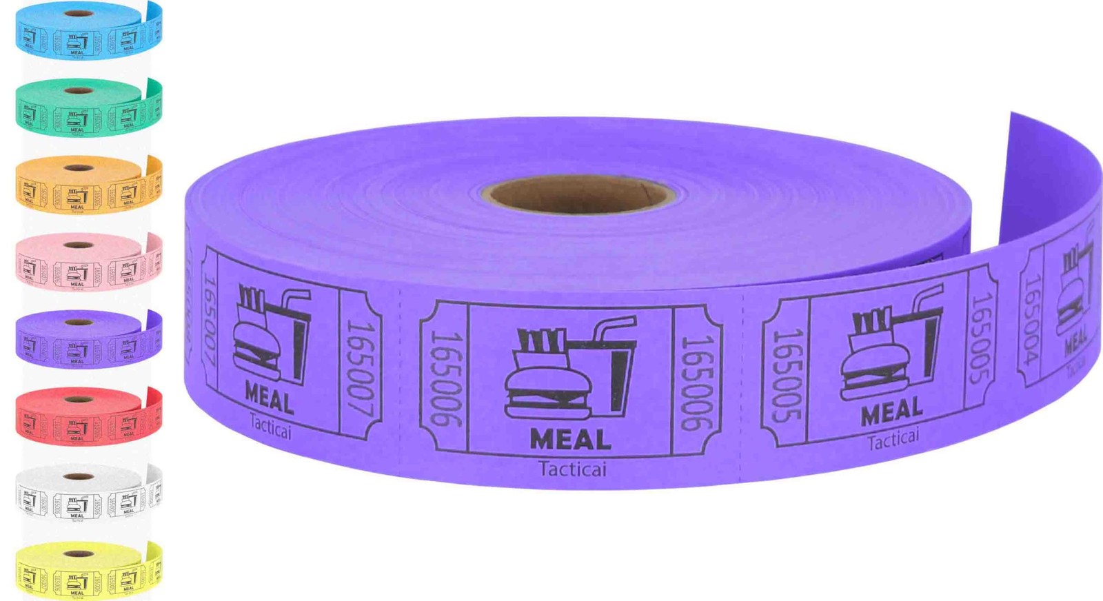 1000 Raffle Tickets, Meal, Purple (1 of 8 Colors), Single Roll, Ticket for Ev…