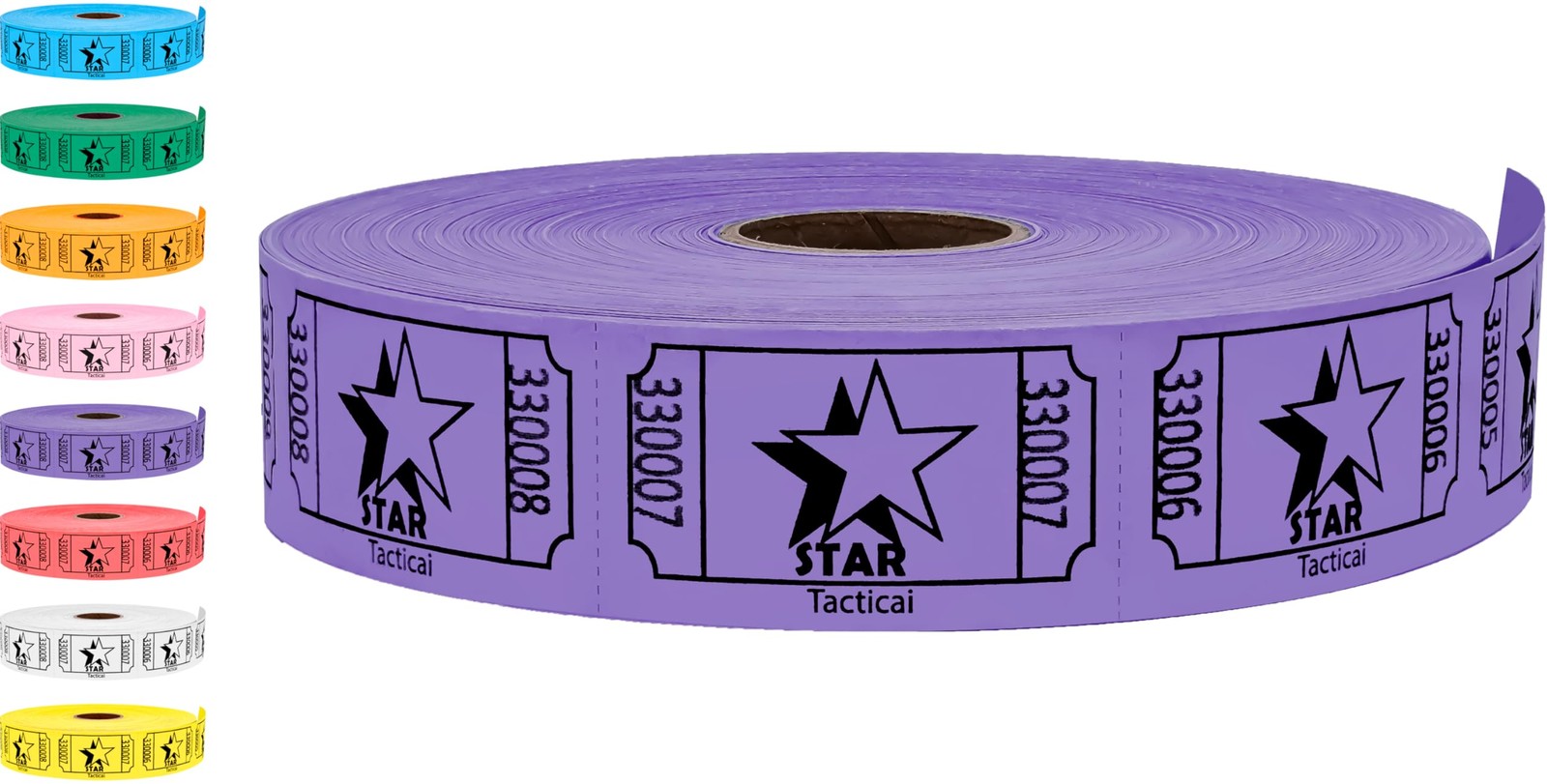 Tacticai 1000 Star Raffle Tickets, Single Roll, Purple