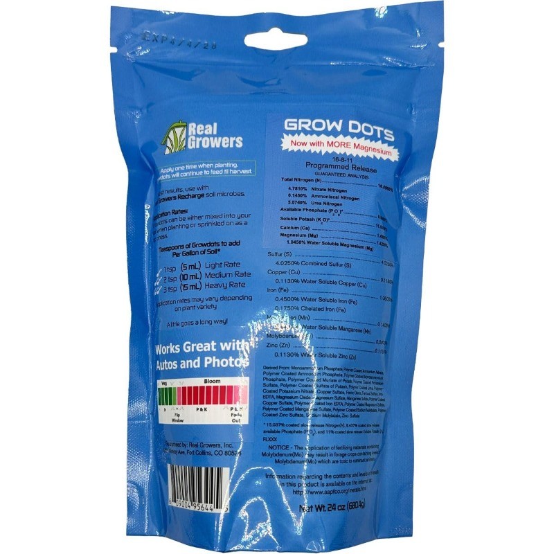 Grow Dots Plant Food, Single-Application, Programmed-Release Plant Nutrient Fert
