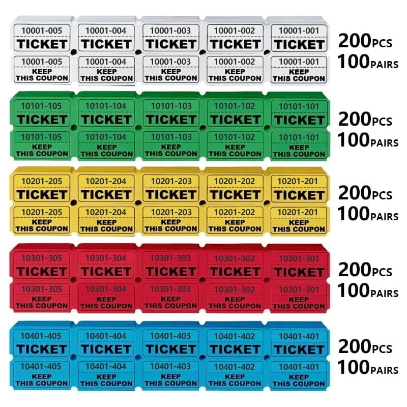 NEW NOAM 1000 Pcs Raffle Tickets Roll, 50/50 Raffle Tickets for Events, Fundr…