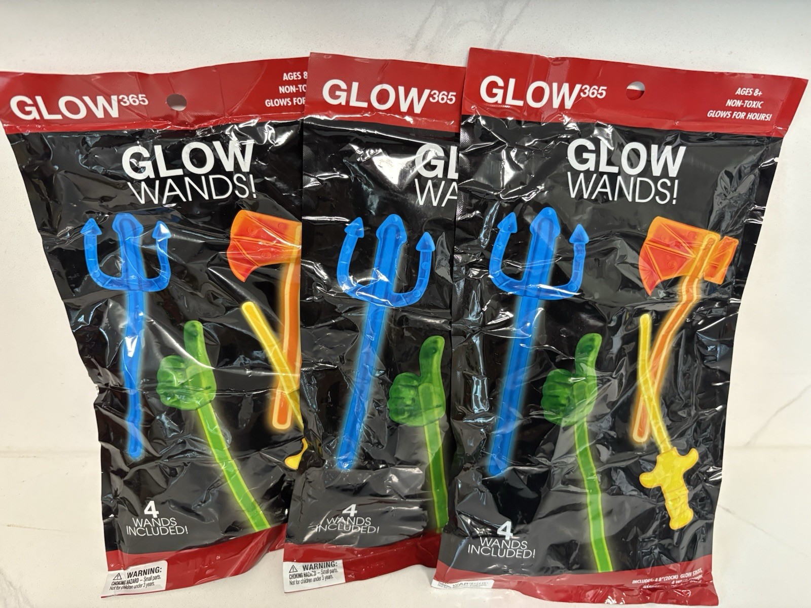 3 Pack Glow365 Halloween Glow Wands Party Favor Bundle Glow Stick Toys Ages 8+
