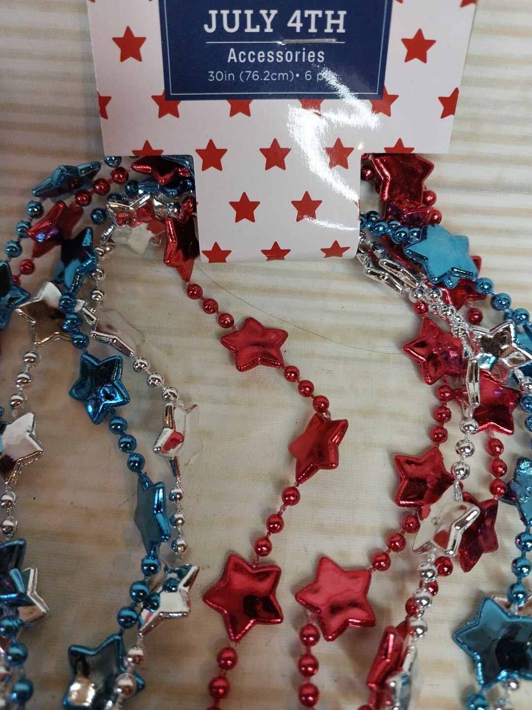 ~New! 6 Metallic Stars Beads Necklace Motorcycle Bike Rally Throw Bead Party USA