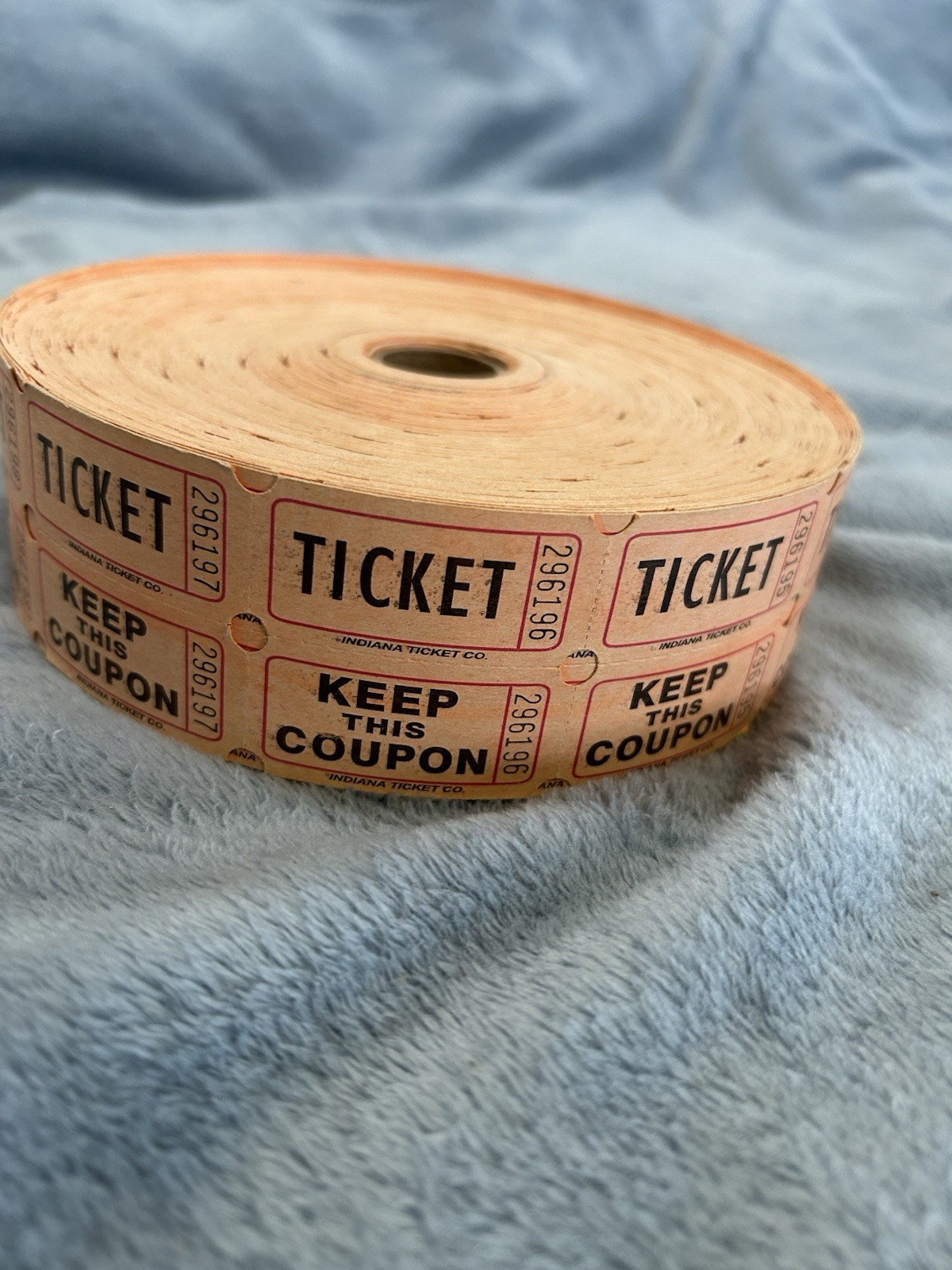 Large Roll of Orange Double Stub Raffle Tickets Split the Pot 50/50.