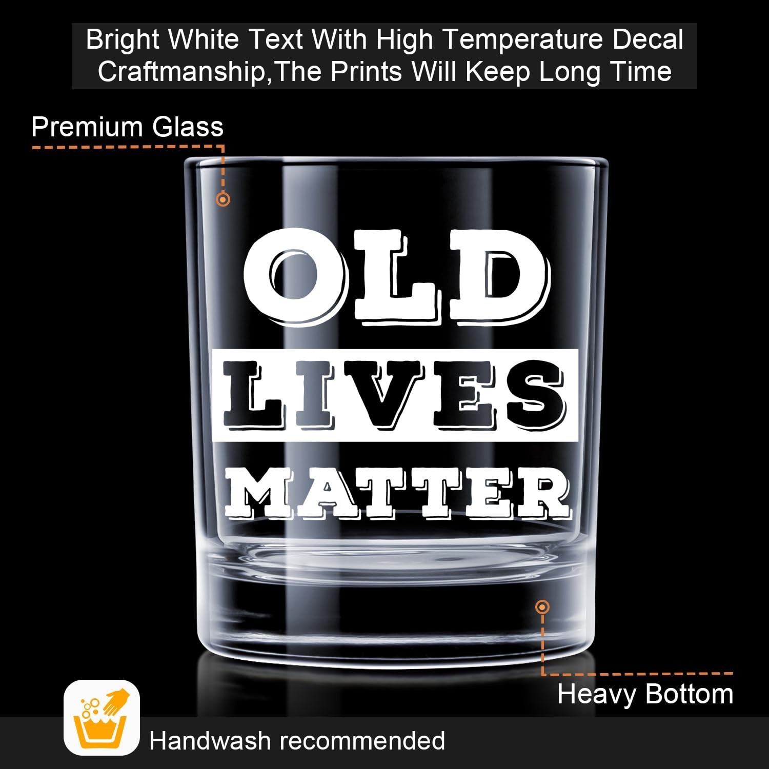 LIGHTEN LIFE Old Lives Matter Whiskey Glass 12 oz,Rock Glass in Valued Wooden…