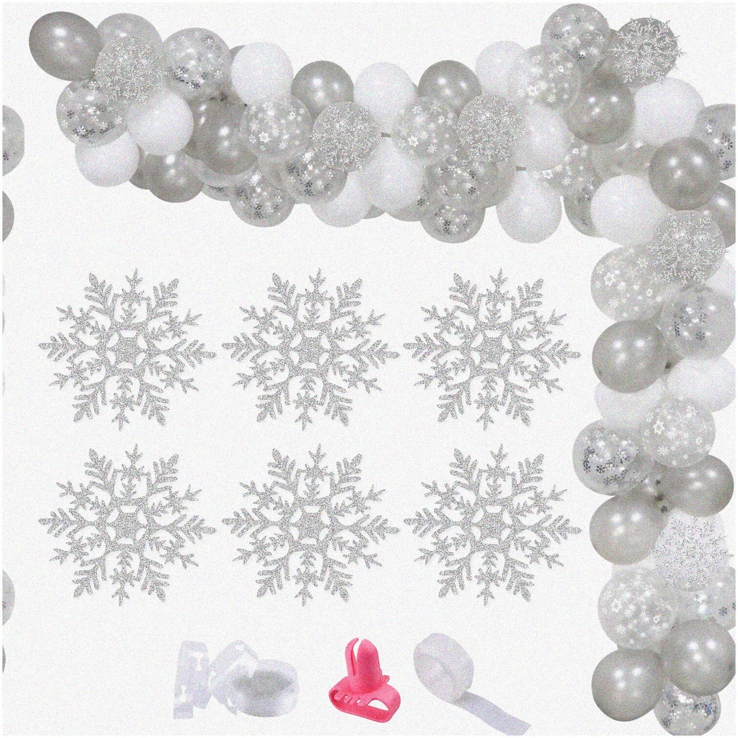 Snowflake Balloon Garland Arch Kit for Child’s Winter Party