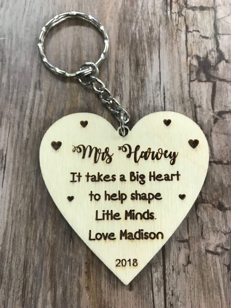 Personalised keyring engraved teacher thank you end of term leaving gift