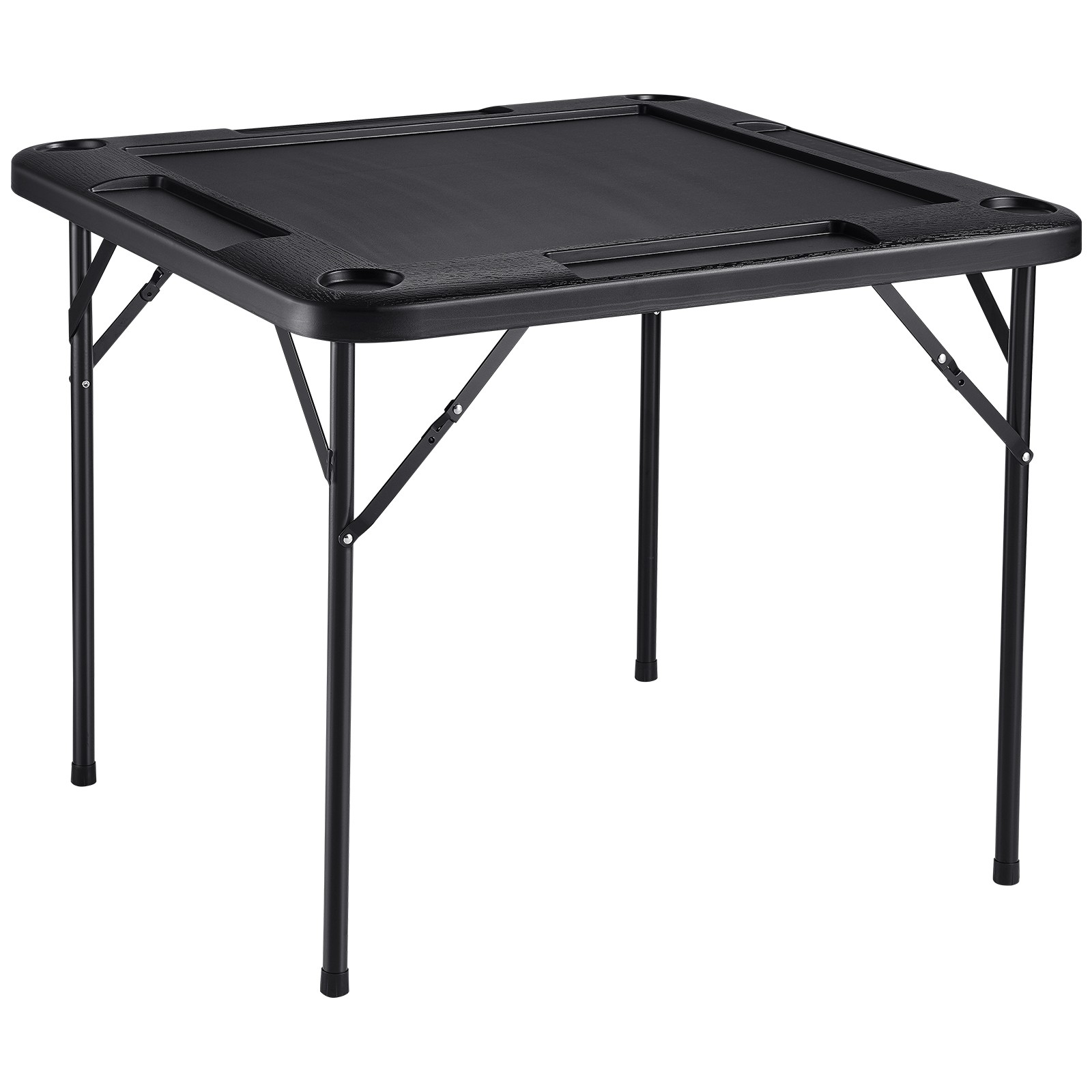 Mahjong Table 4 Player Folding Card Game Table with Cup Holders Black