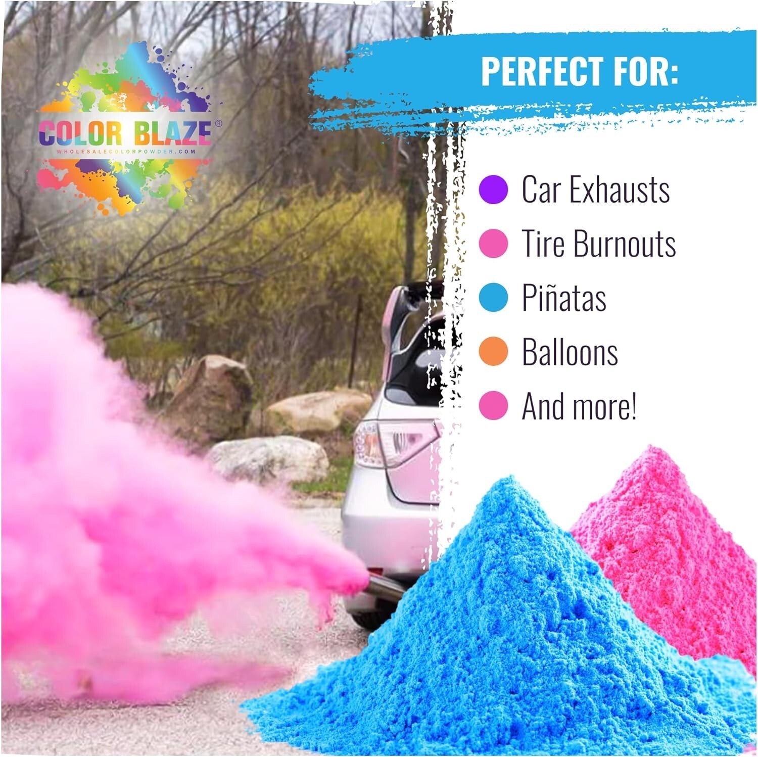 Color Blaze Blackout Out Color Powder 1lb Pink & 1lb Blue Baby Gender Reveal