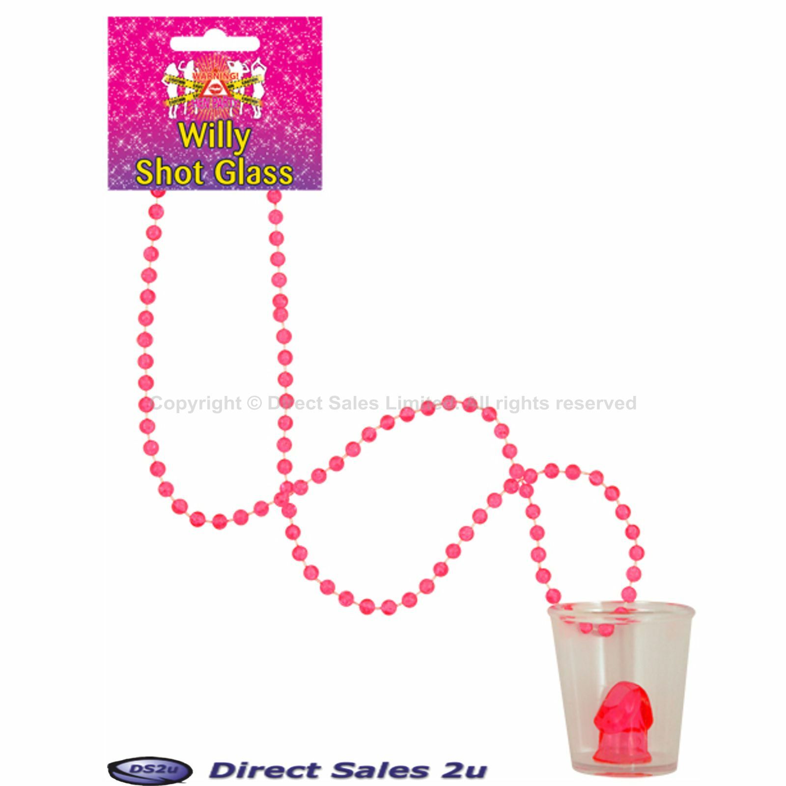Willy Shot Glass On Bead Necklace Chain ONE Hen Party Girls Night Willie Pecker