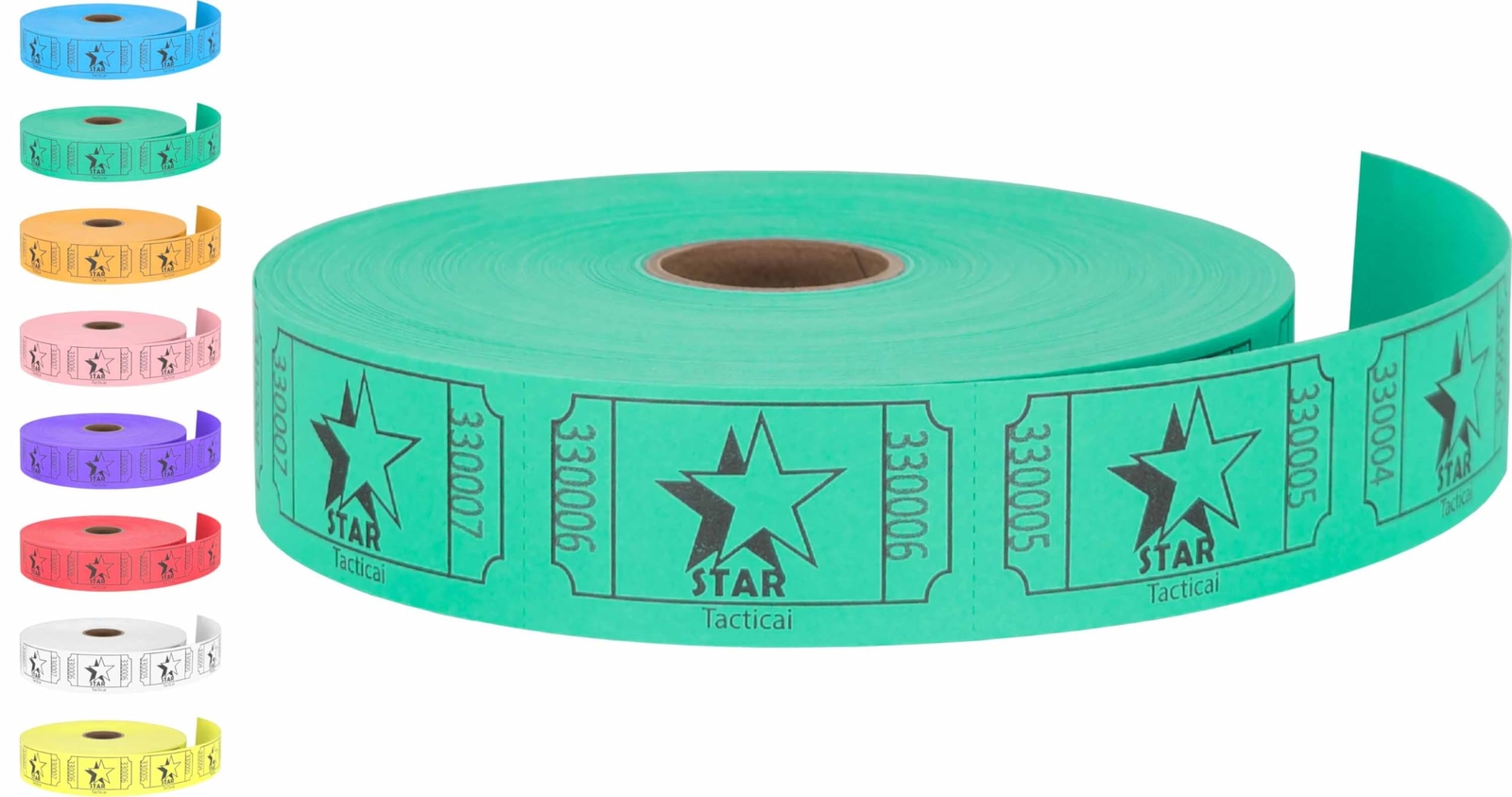 1000 Raffle Tickets Star Green Single Roll Ticket for Events Entry Class Reward