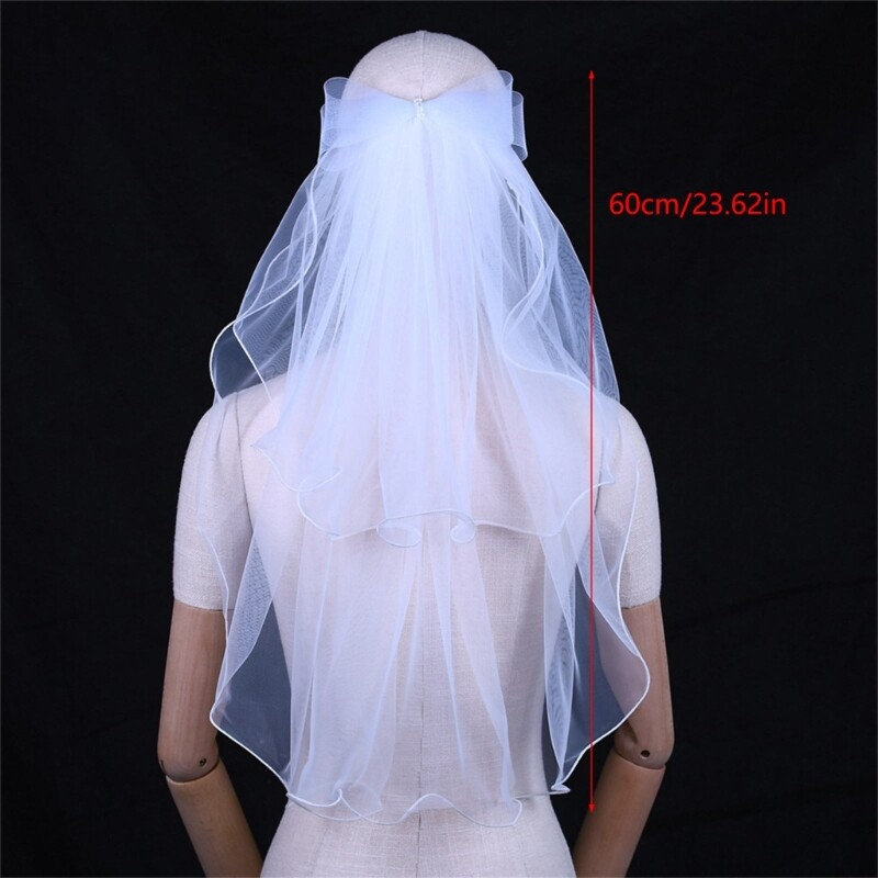 Wedding Bowknot Veil for Wedding Party Bride Veil Sheer Head Scarf White