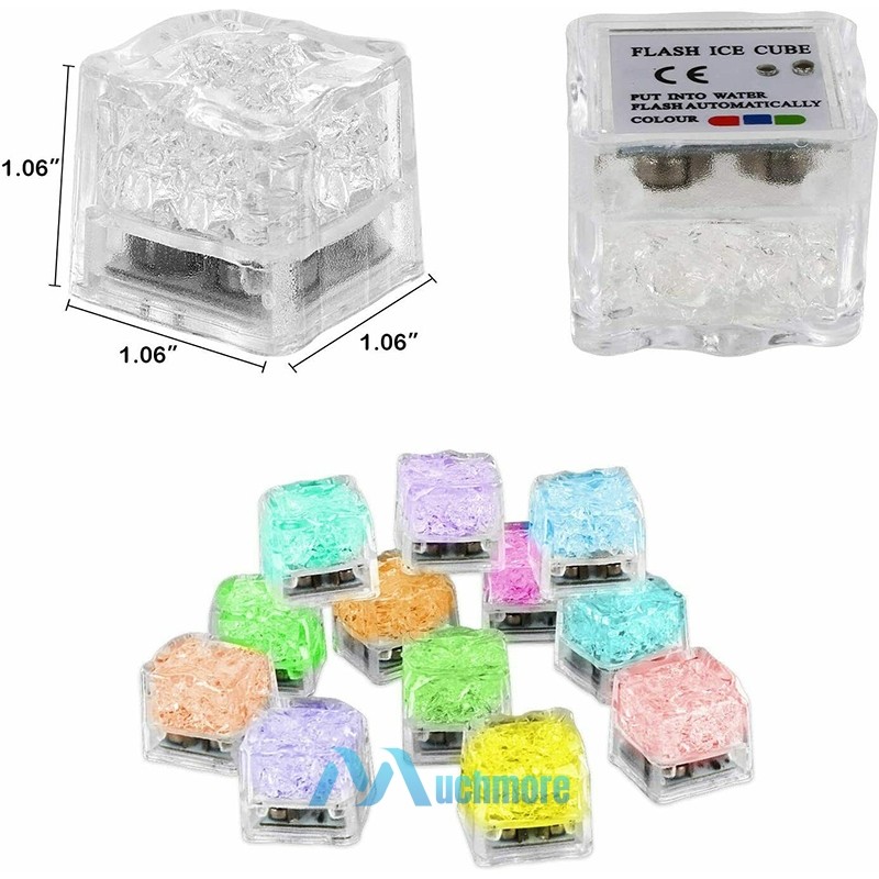 48pcs Glowing LED Ice Cubes Flash Light For Party Bar Drinks Wine Glass Decorate