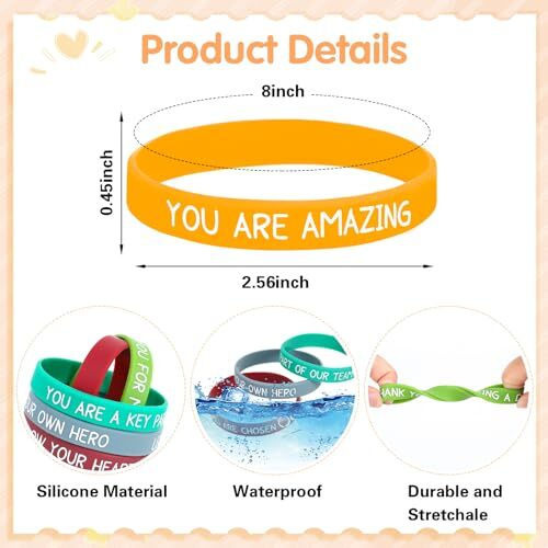 64pcs Motivational Silicone Bracelets Bulk Colored Inspirational Quote Style