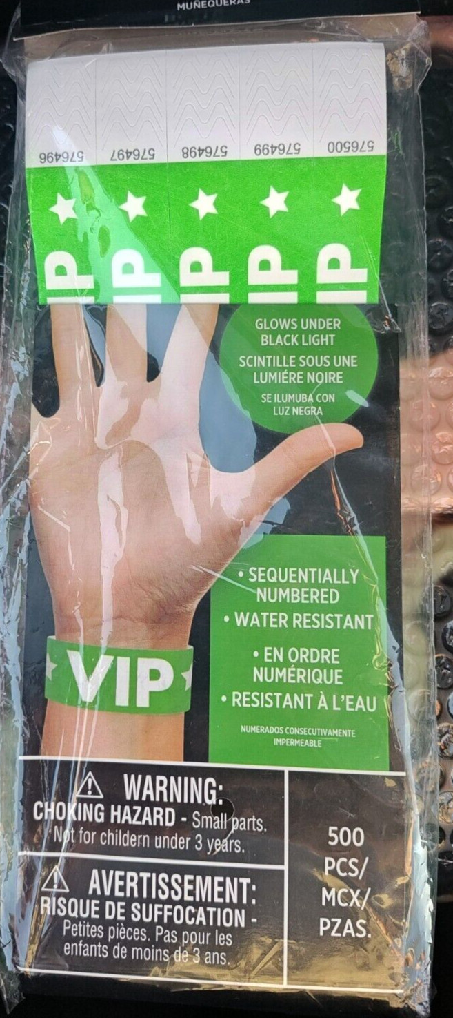500 Pack VIP Plastic Wristbands Party Wristbands for Events VIP Custom Wristband