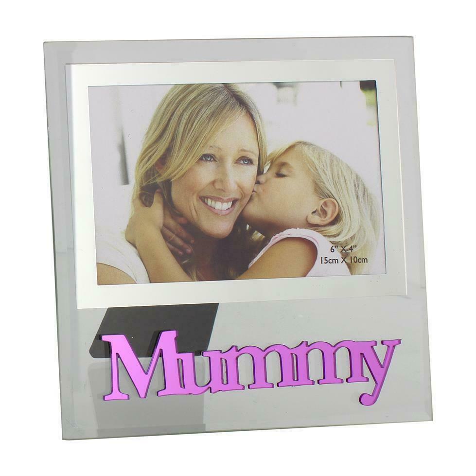 Glass 6 x 4 Photo Frame with Pink glass Letters – Mummy