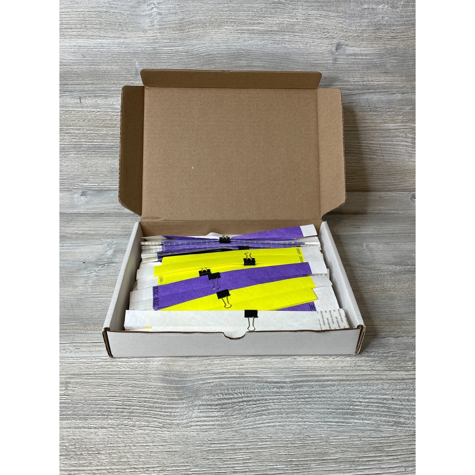 3/4″ NEON YELLOW/PURPLE WRISTBANDS, WRISTBANDS FOR EVENTS, PAPER WRISTBANDS 300
