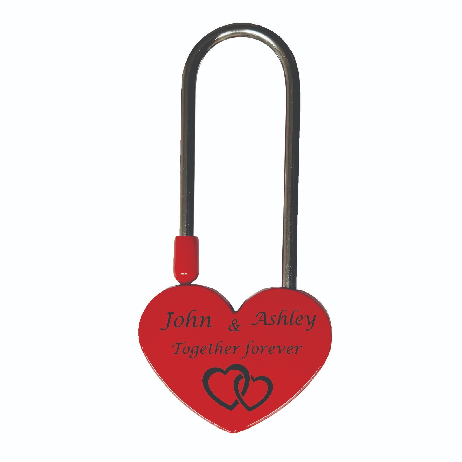 Custom Engraved Red Padlock, Anniversary, Bridge Love Lock, Wedding (Red Heart=