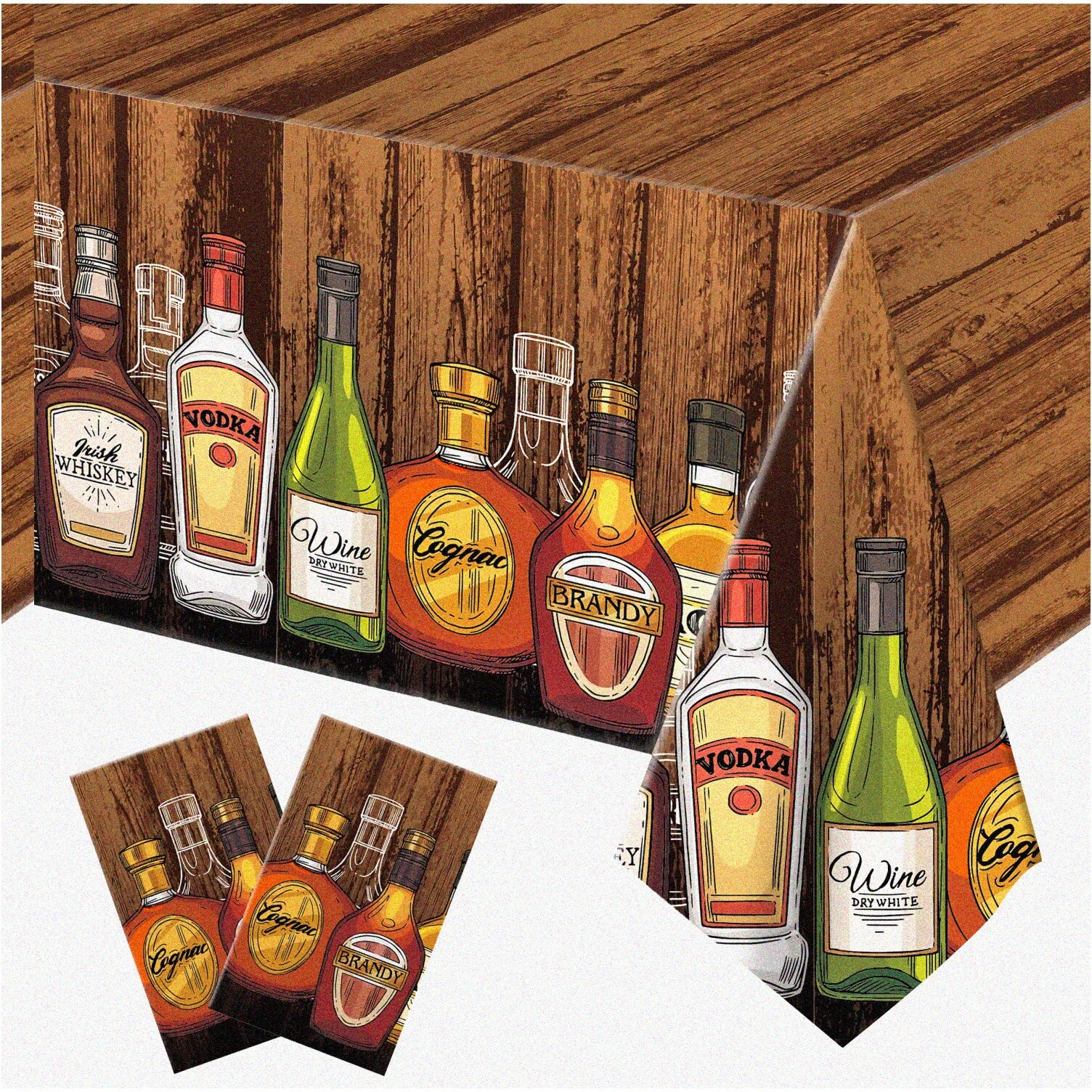 Whiskey Theme Party Table Covers Set 86.6×51.2 inches
