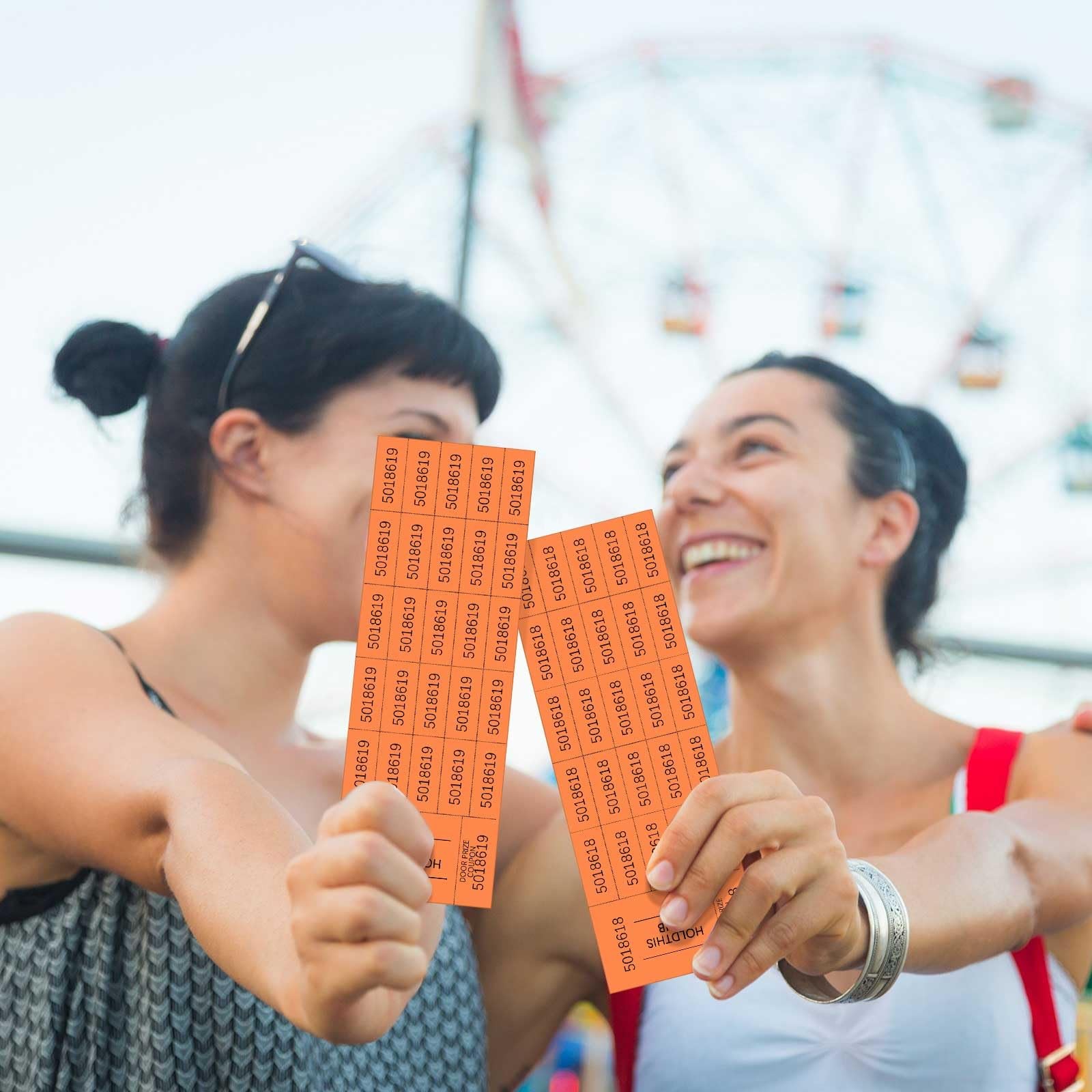 504 Sheet 25 Bid Raffle Ticket Different Number Chinese Silent Auction Orange