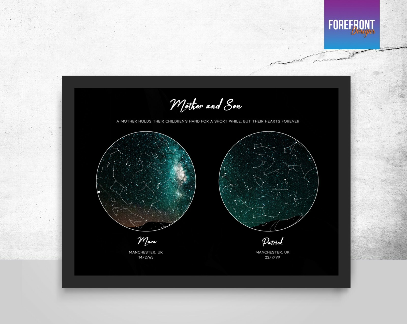 Personalised Mother/Child Star map- perfect gift for mothers day/grandma present