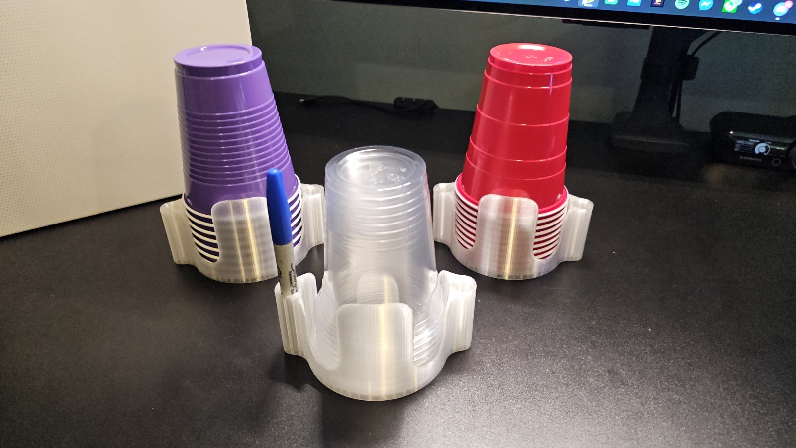 RED Party Cup Dispenser With Marker Holders. contact for custom colors