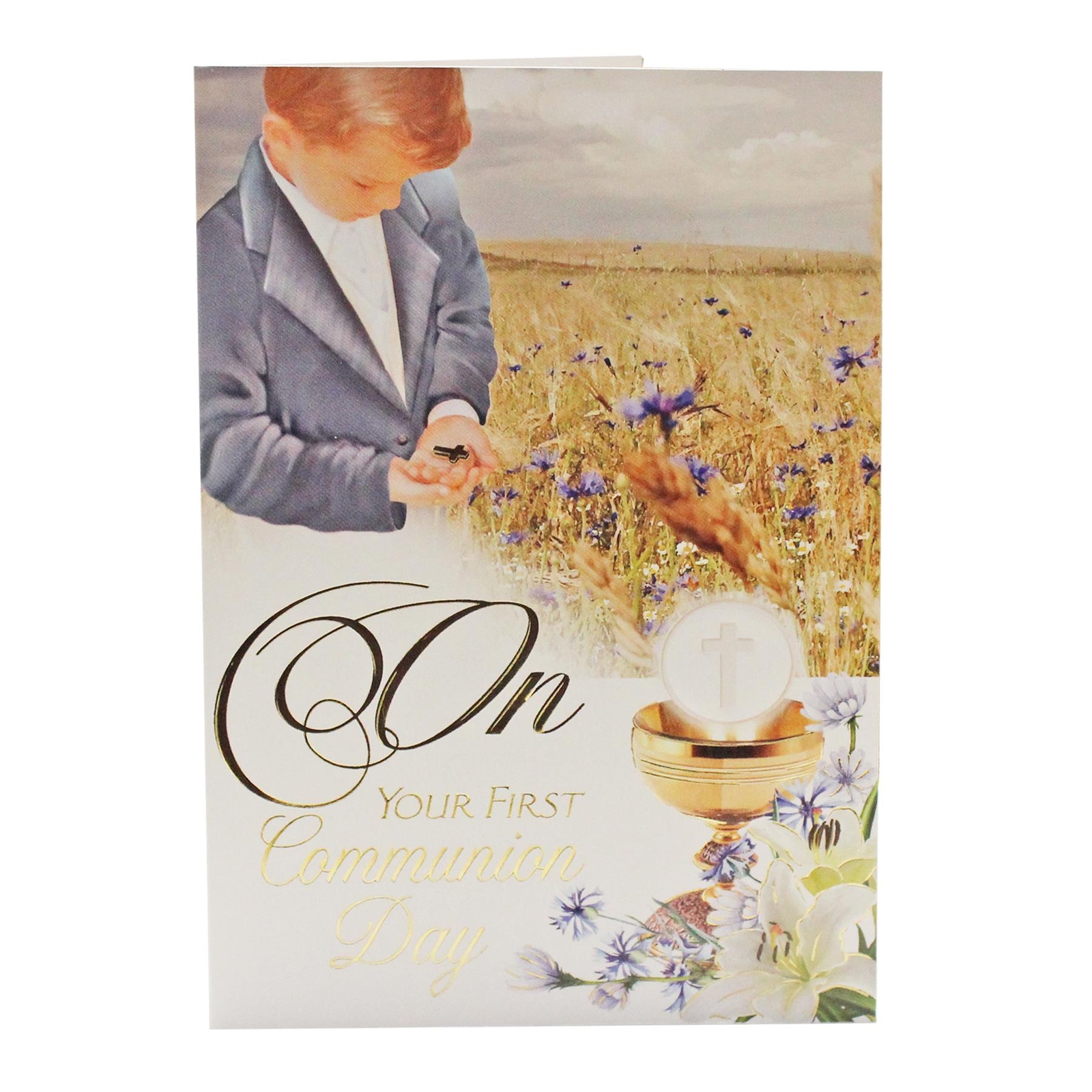First Holy Communion Card and Envelope with Prayer card Gold Detail – C27607