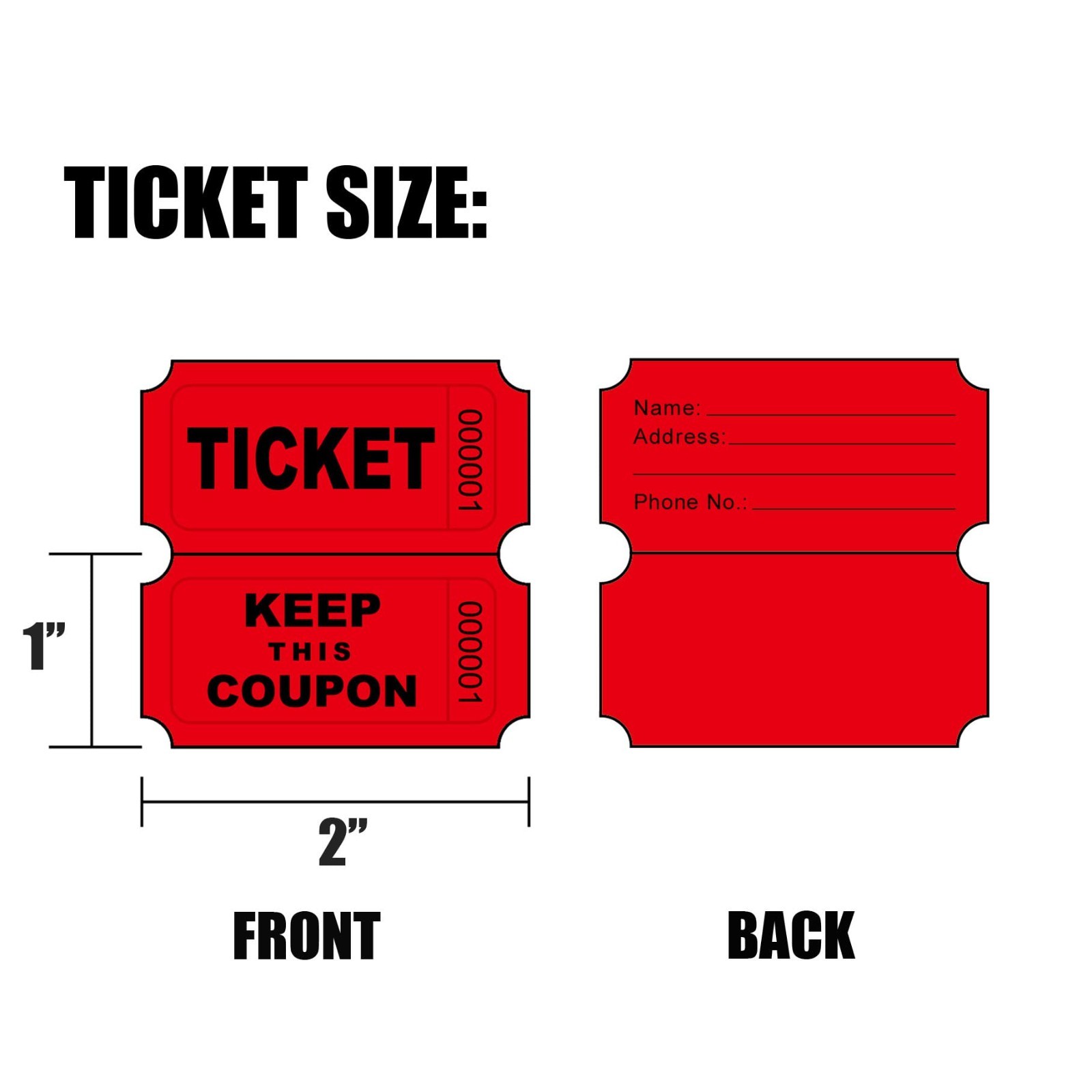 4000 Pairs Raffle Tickets – 4 Color Set, 50/50 Double Roll, 2×2 Inch, Event Fund