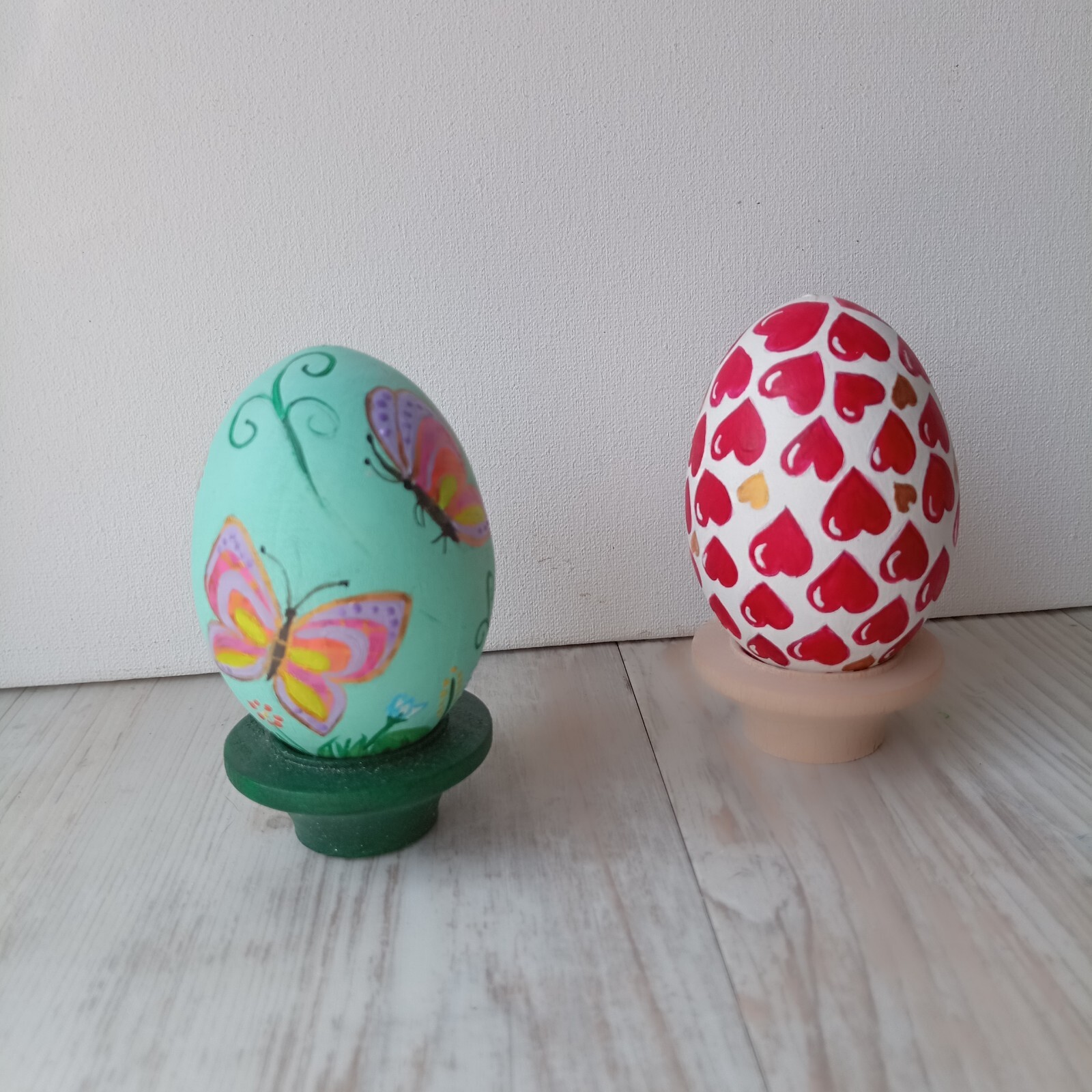 Easter Eggs in Gift Box,set of 2 Hand-Painted Wooden Eggs Easter Decorations