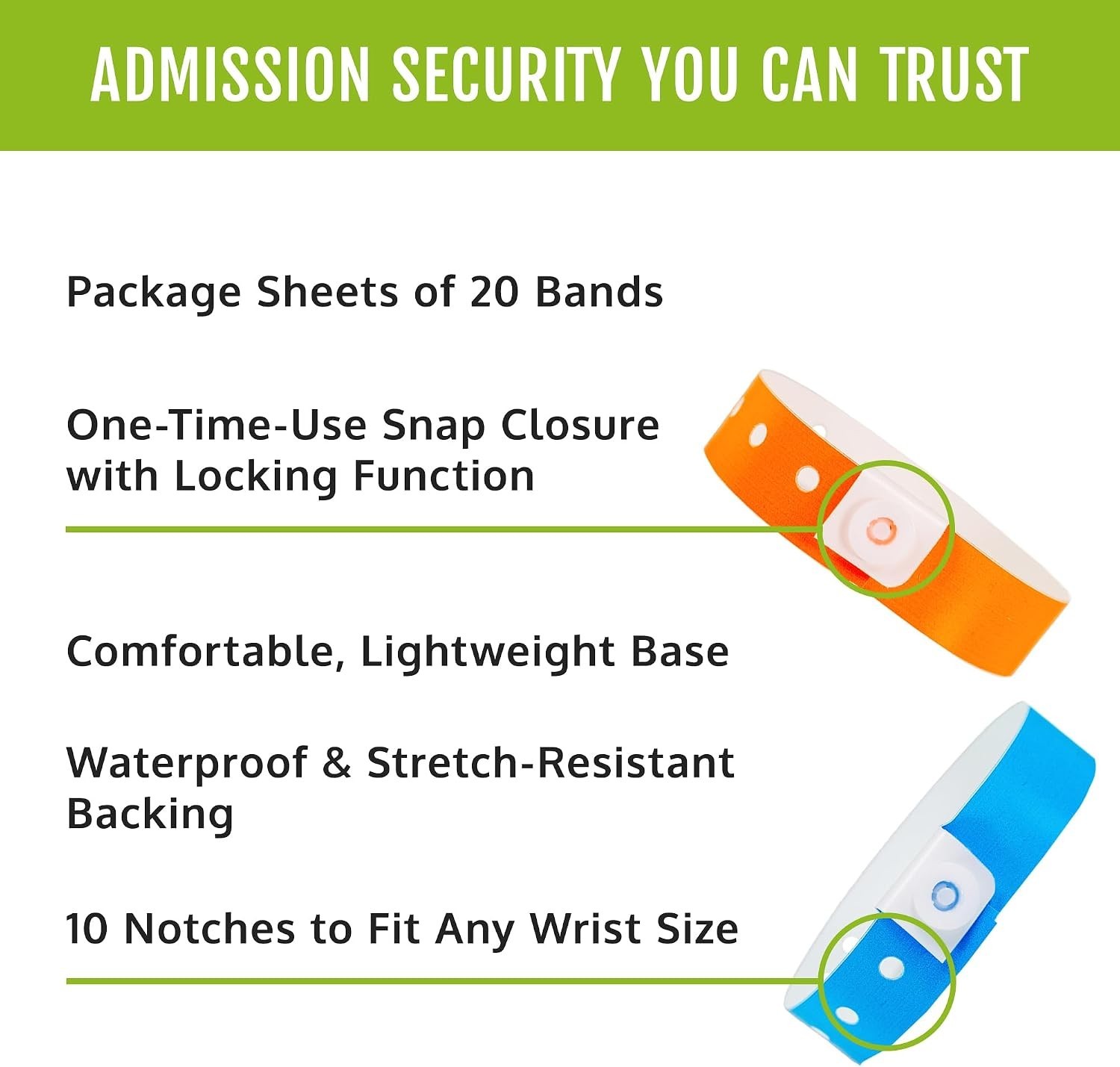 Extended Wear Plastic Wristbands Variety Pack – 500 Count
