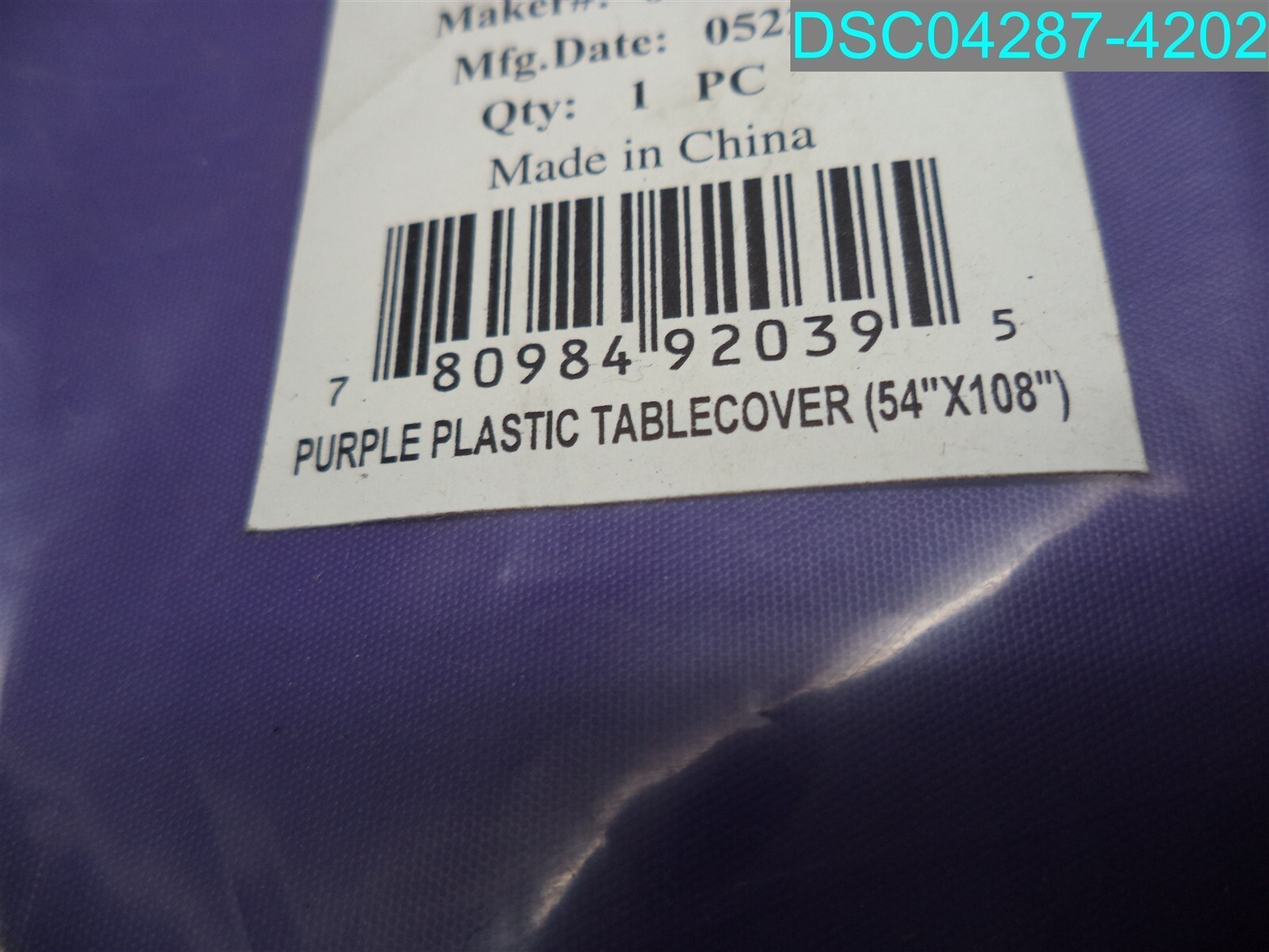QTY=6:Oriental Trading 54″x108″ Purple Rectangle Plastic Tablecloth 780984920395