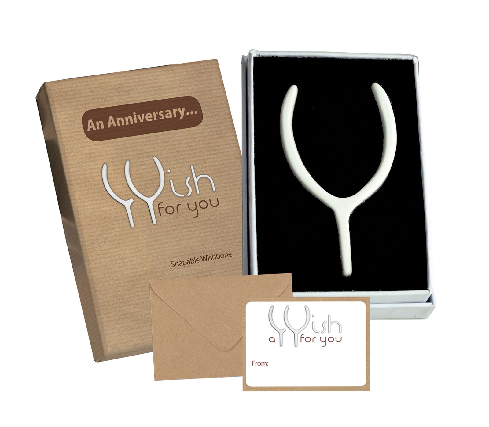 Wedding Anniversary Wishbone Gift & Card. 1st/2nd/5th/10th/20th/30th/40th/50th