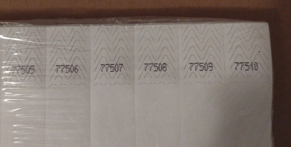 Wristbands 500 Tyvek 3/4″ Security Event Paper Like Plain Writable Consecutive #