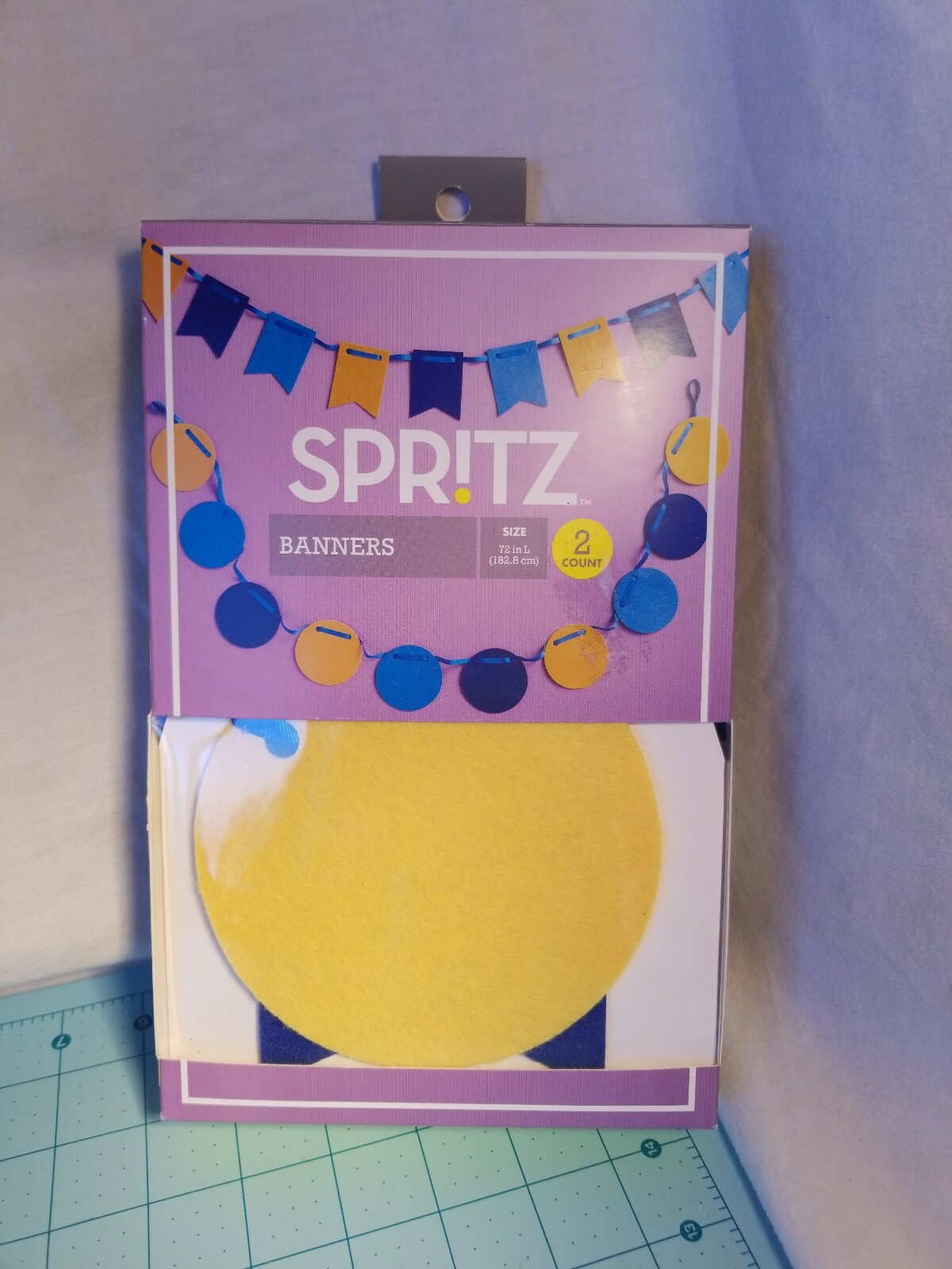 Spritz Brand: Box Set Of 2 Felt Party Banners, Dark & Light Blue and Yellow, NEW