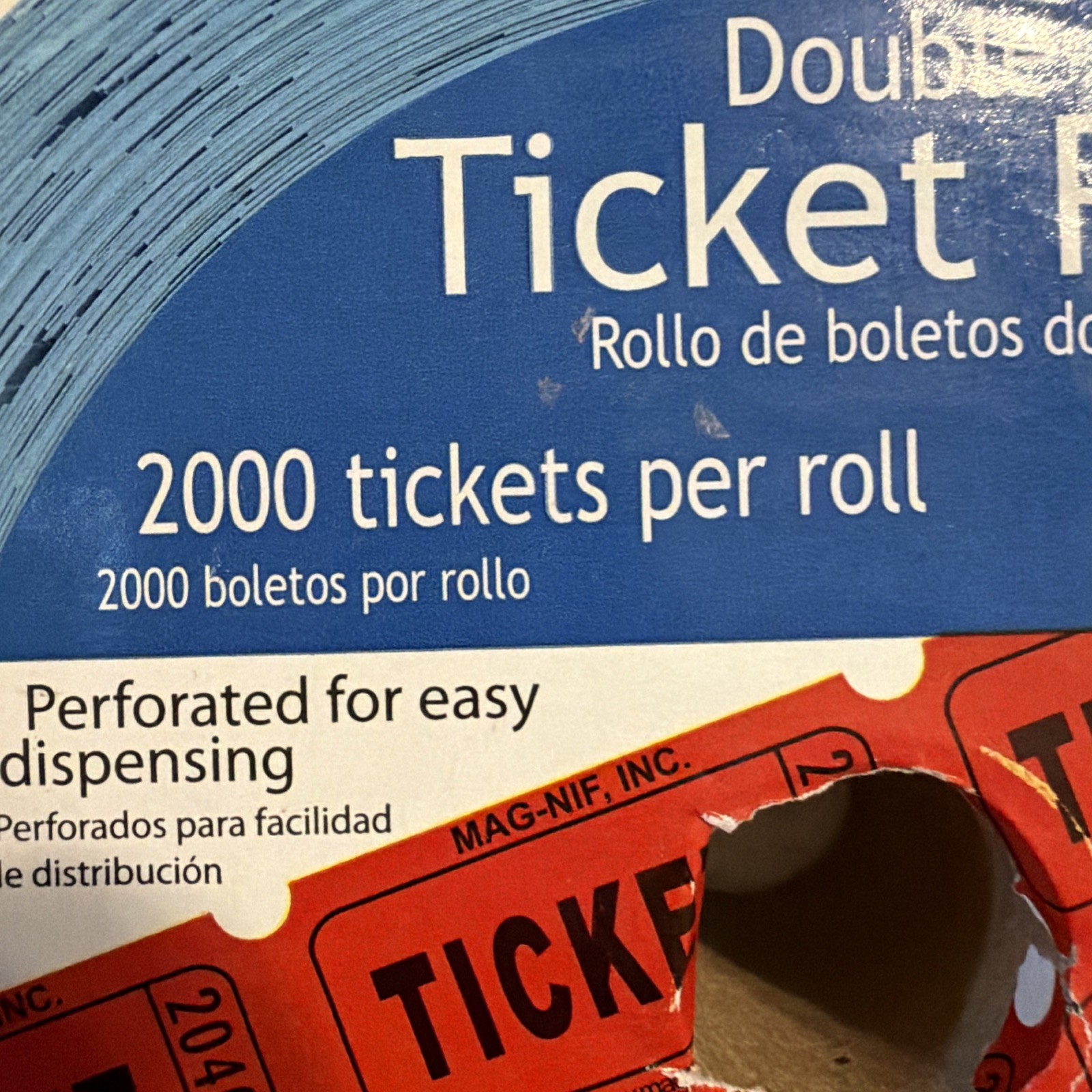 Raffle Tickets Double Stub Roll of 2000 Split the Pot 50/50 Carnival Events