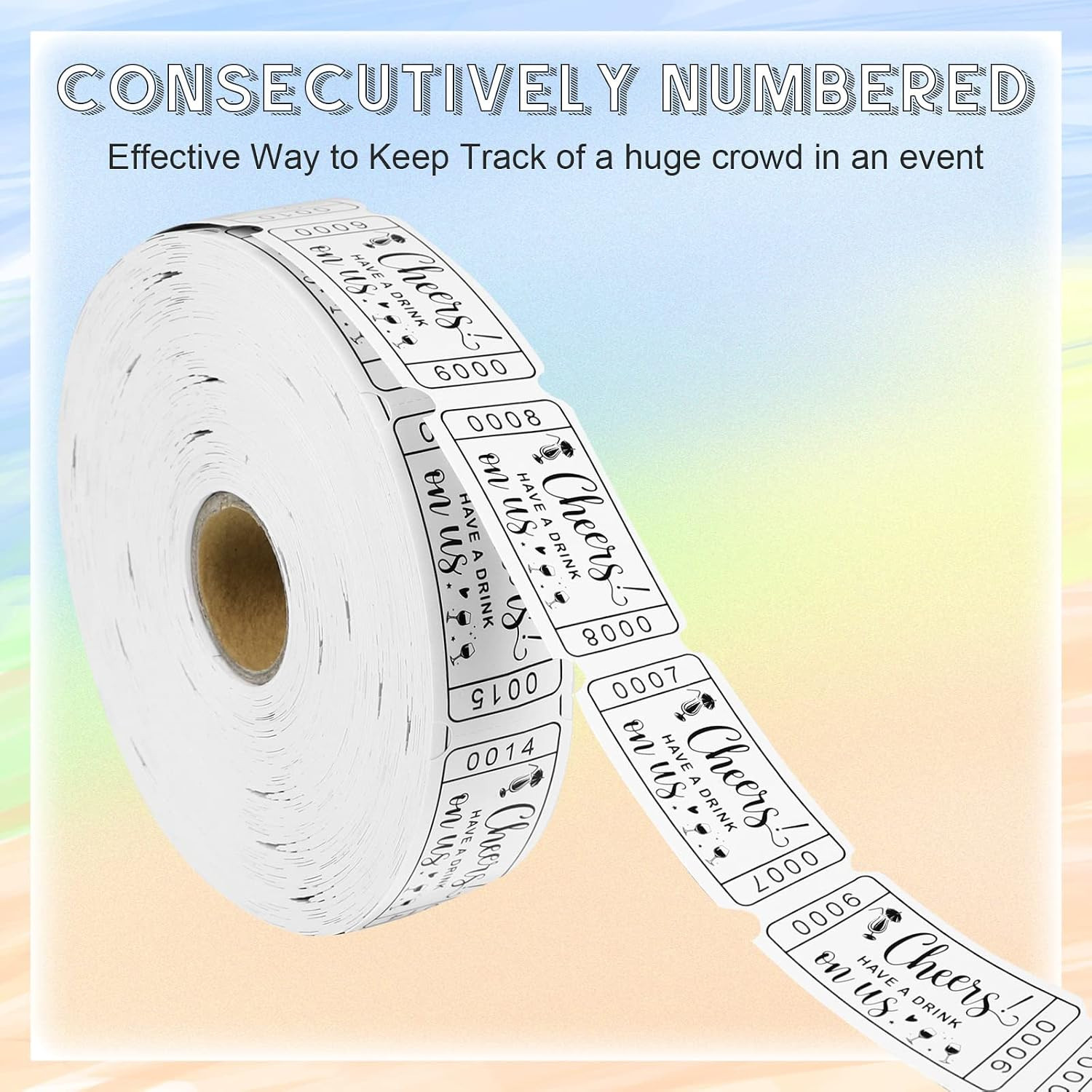 1000 Pcs Drink Raffle Tickets 2″ x 1″ White Drink Tickets Single Roll for Wed…