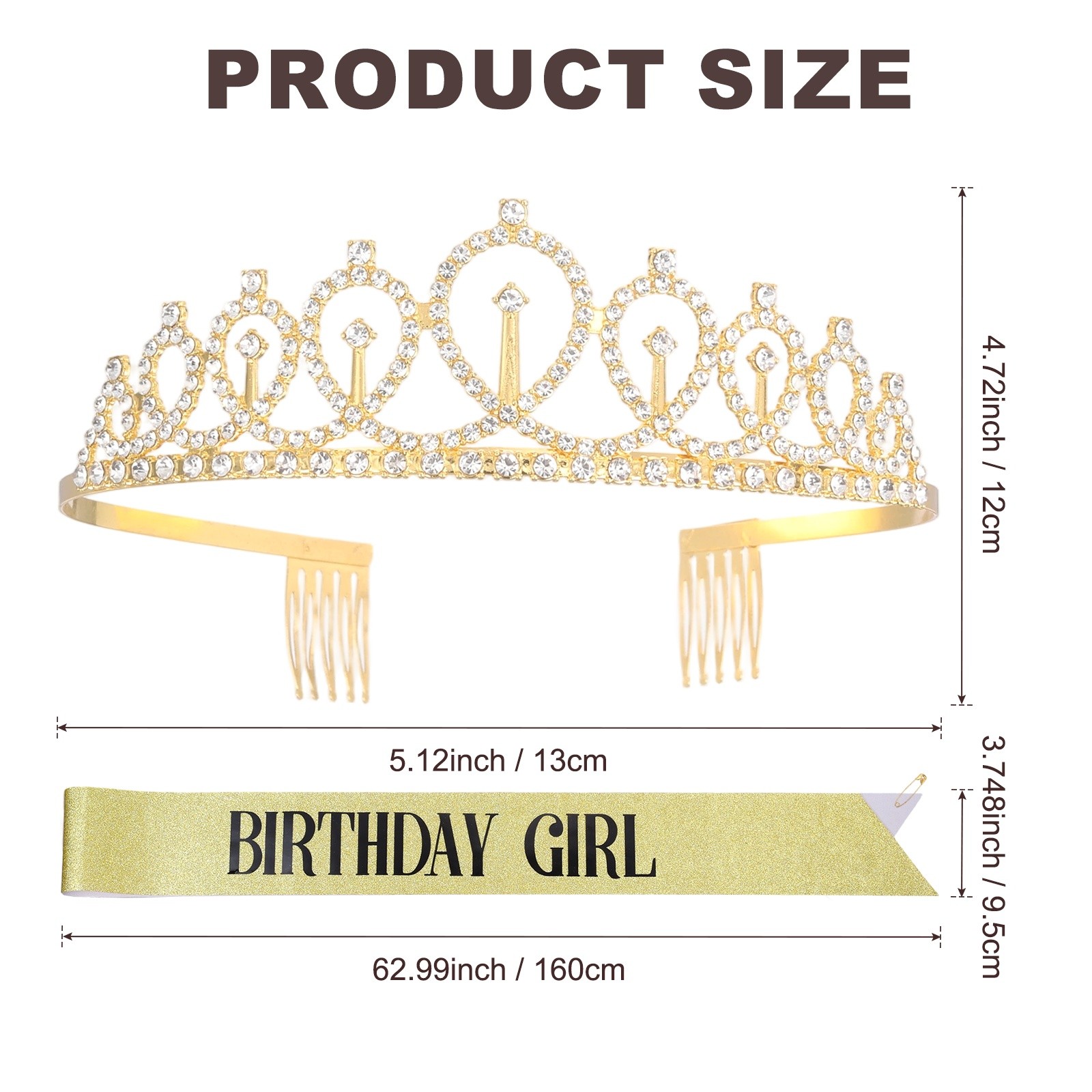 1-Set Birthday Sash, Sequined Fabric Birthday Gifts [Gold]