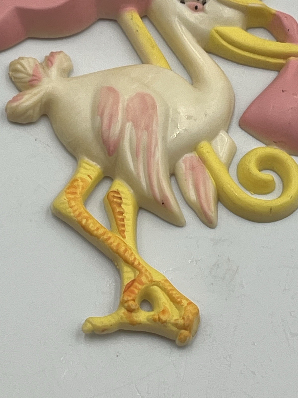Plastic Pink Stork Umbrella & baby shower favor floral cupcake pic COLLECTIBLE