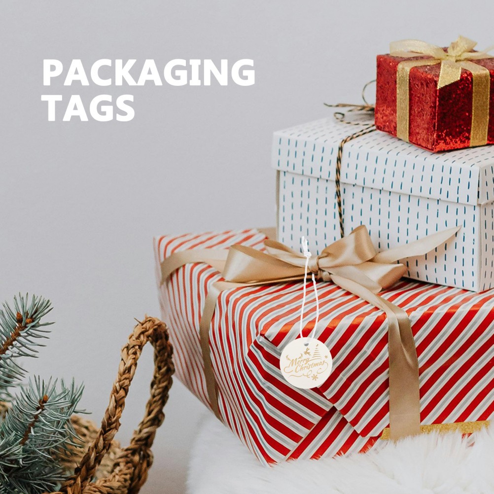 100Pcs White Paper Gift Tags for Christmas Durable Cardstock Hanging Decorations