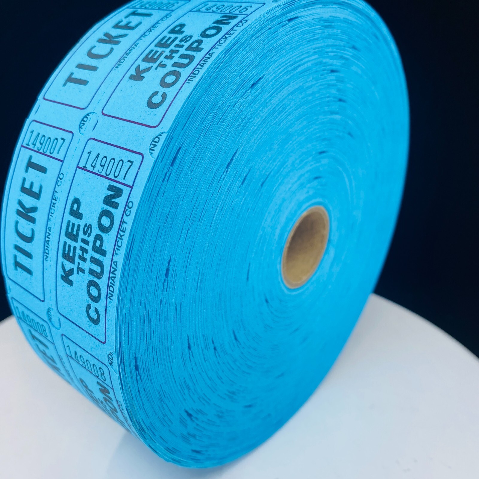 INDIANA TICKET CO. 2,000 BLUE Raffle Tickets Double Roll, 50/50 Raffle Ticket