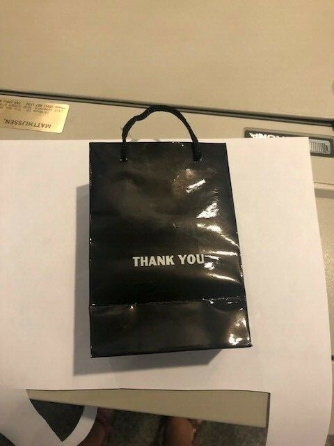 Lot of 96 New Black 4″ X 3″ “thank you” paper favor bags with handles- weddings?