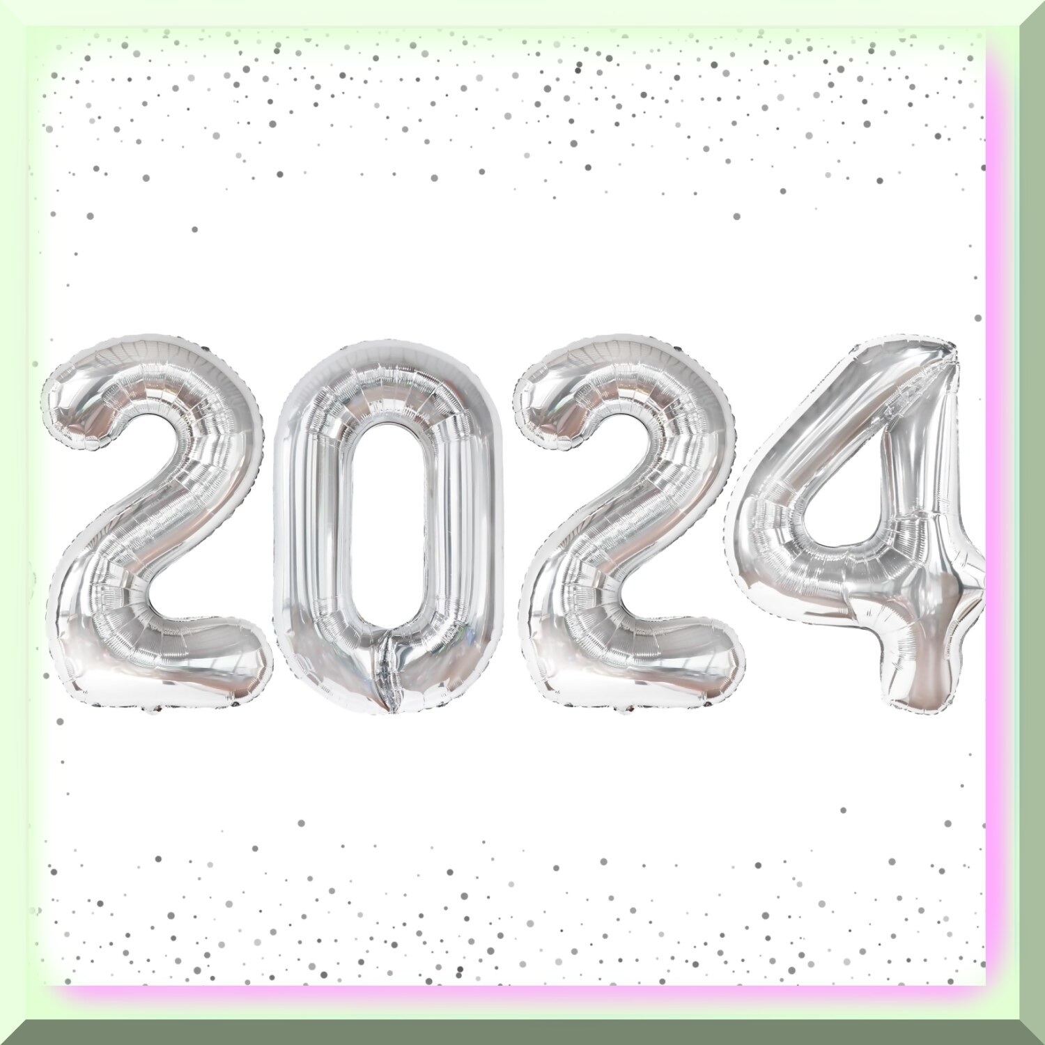 Silver 2024 Celebration Balloon Set 42 Inch