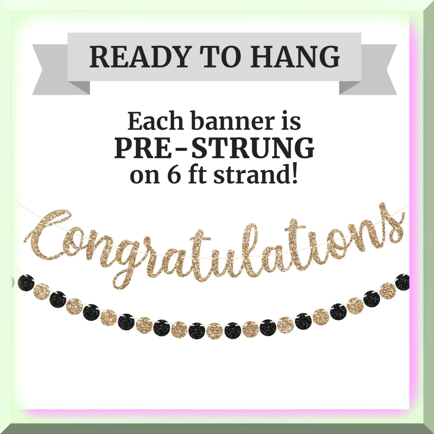 Glitter Gold Congratulatory Party Banner