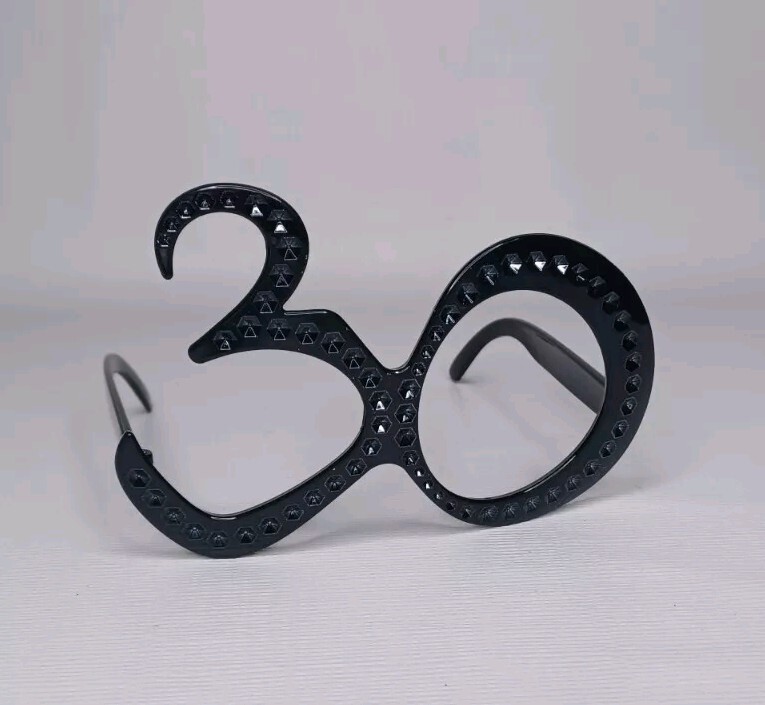 30th Birthday Novelty Number 30 Glasses Black Plastic