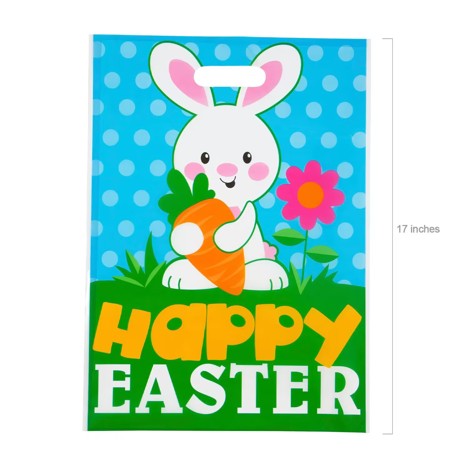 Fun Express 12 1/2″ x 17″ Bulk 50 Pc. Large Happy Easter Plastic Goody Bags