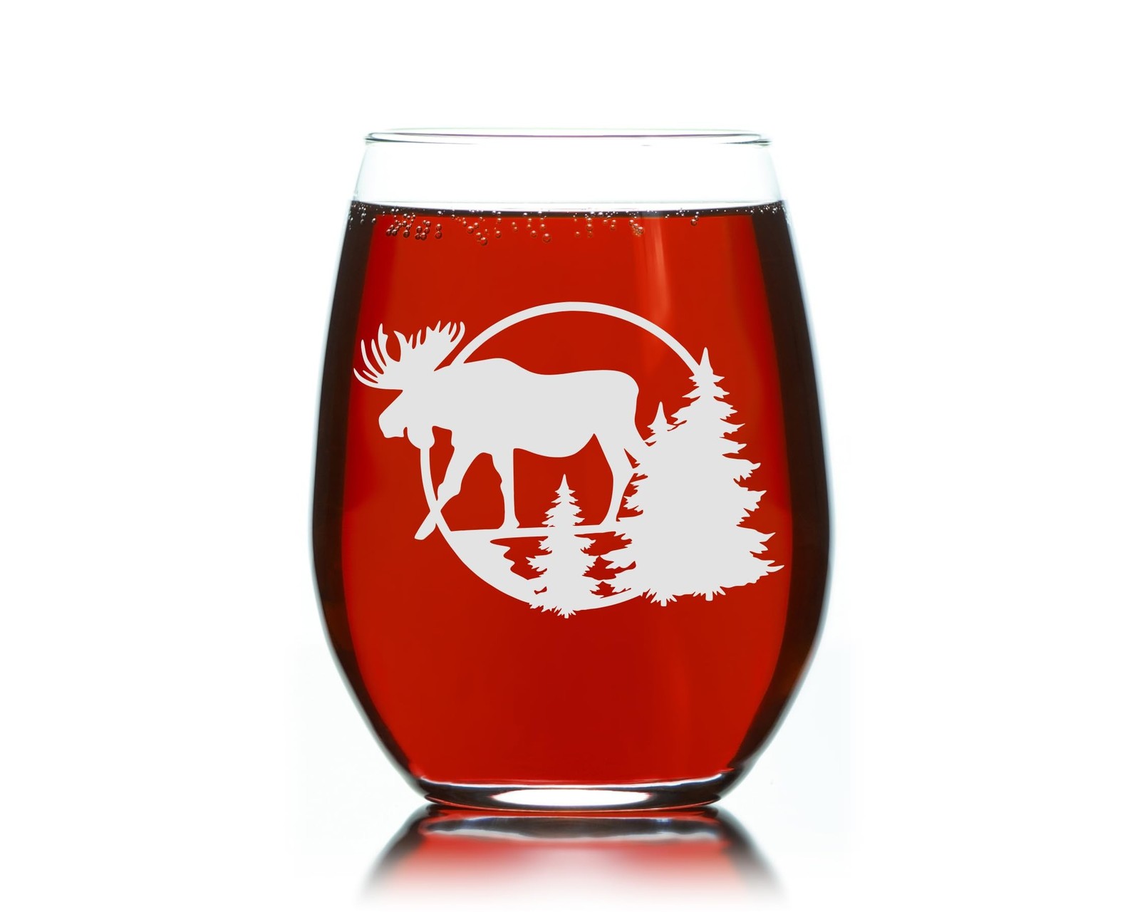 C M Moose Stemless Wine Glass, 17 oz. – Moose Forrest Themed Gift for Men and…