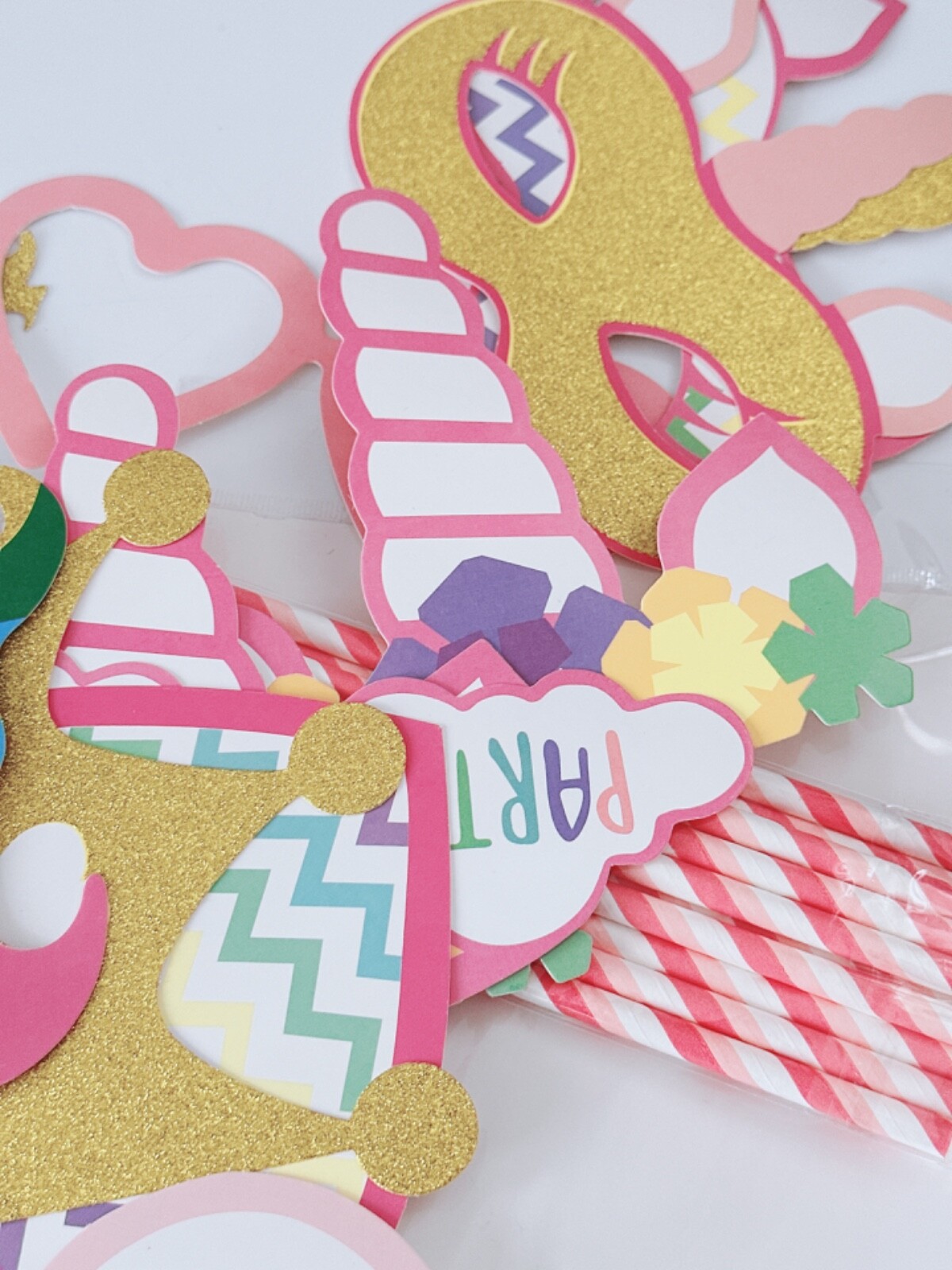 Girl Teen Unicorn Rainbow Pony Birthday Party Selfie Photo Booth Prop Game Signs